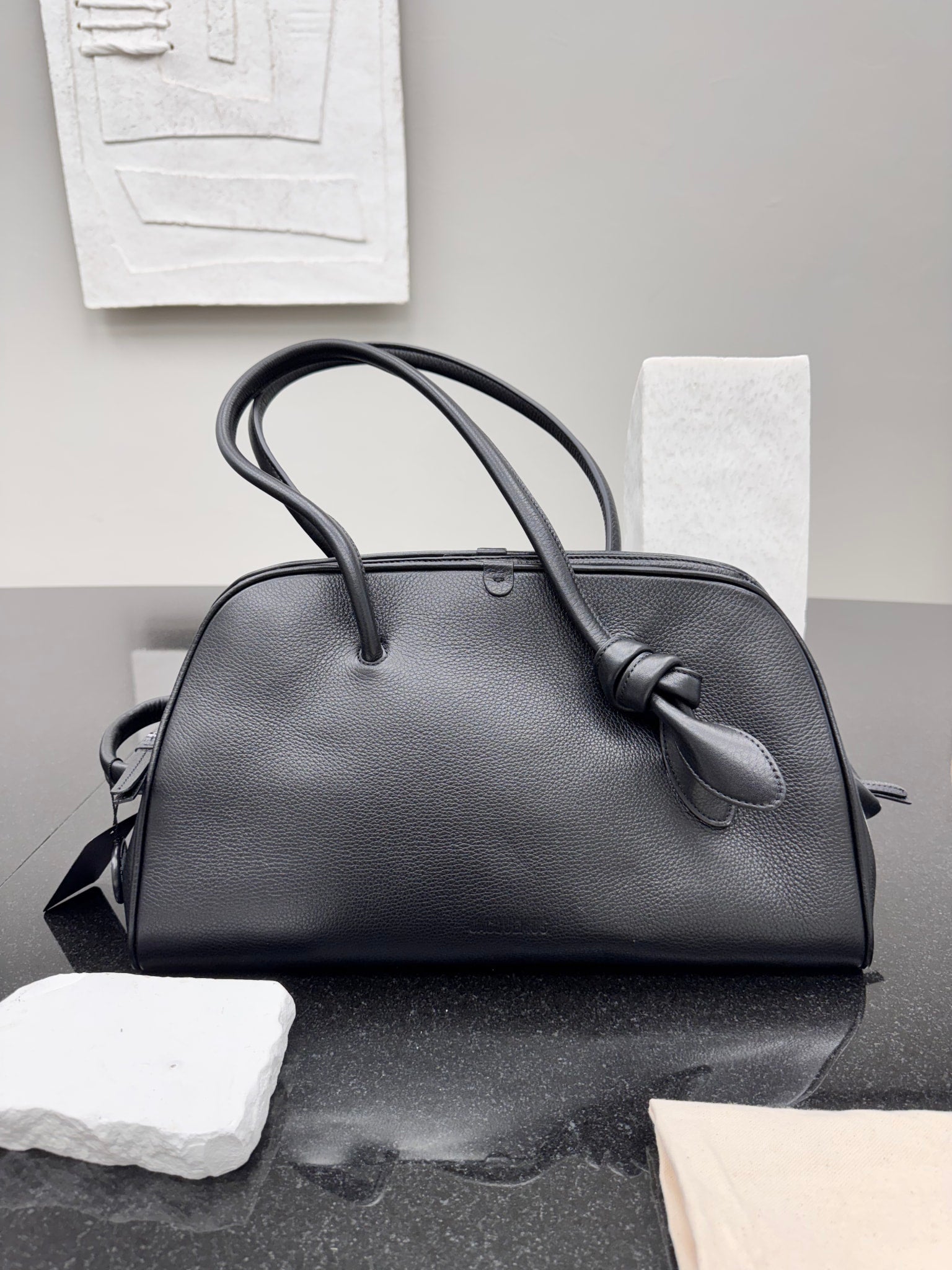 LIKE NEW - Jacquemus Black Grained Leather Le Turismo Shoulder Bag