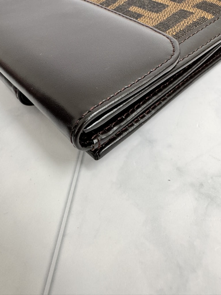 Fendi Brown Zucca Canvas And Leather Compact Wallet