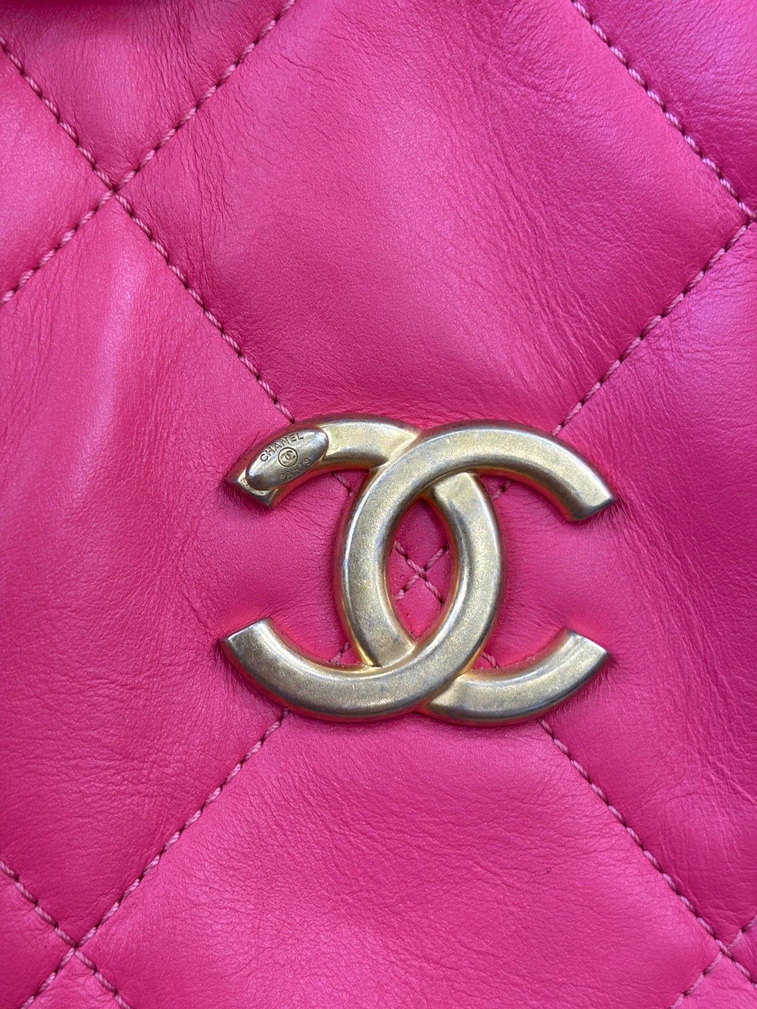 Chanel Hot Pink Calfskin Bowling Bag