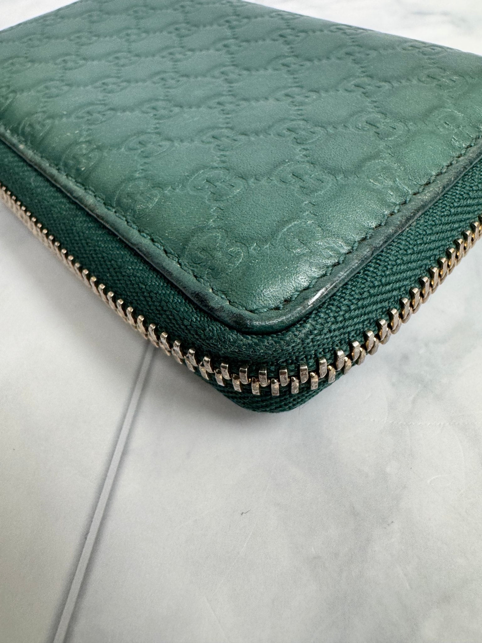 Gucci Green Microguccissima Compact Zippy Wallet