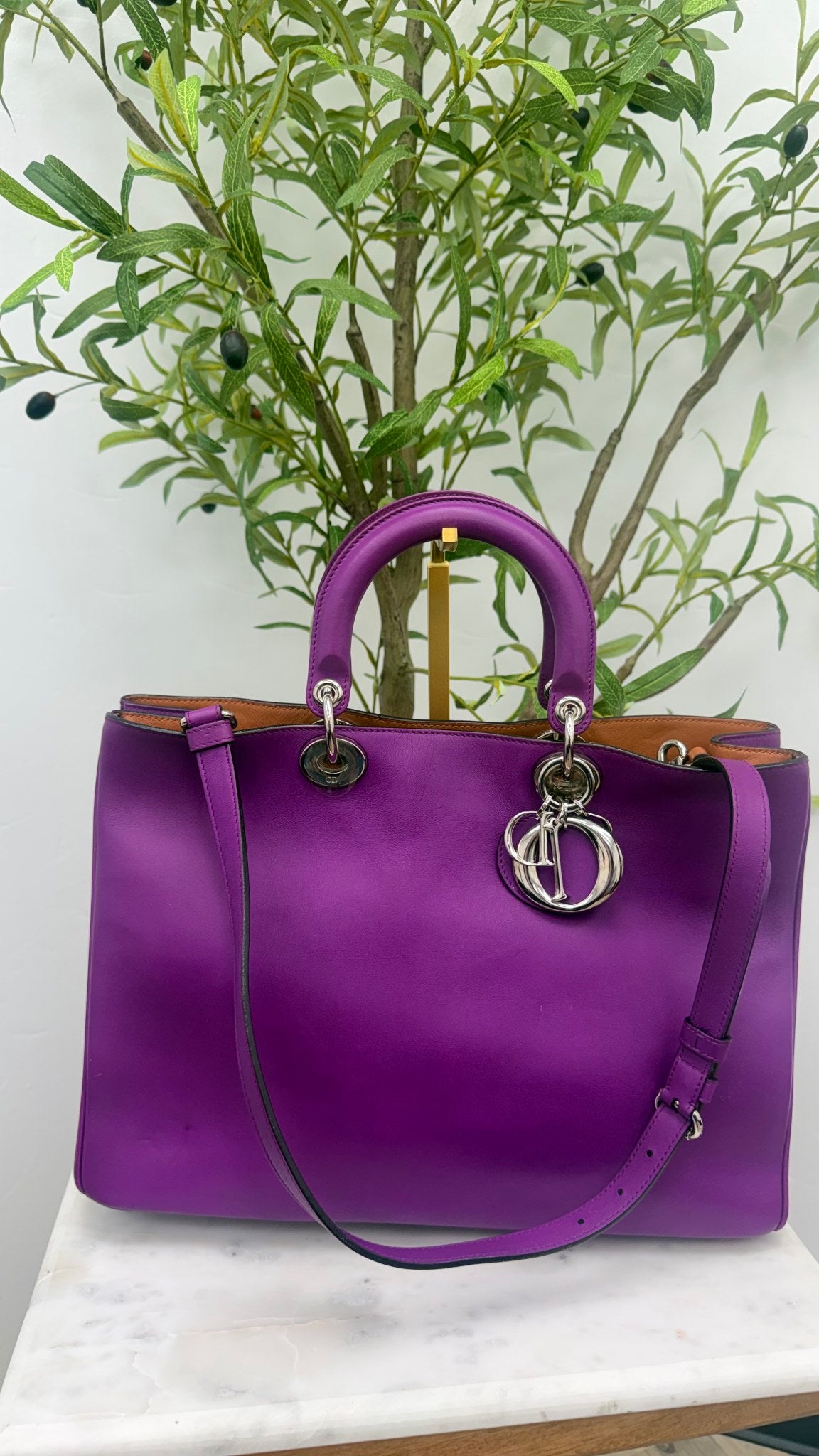 Christian Dior Purple Leather Diorissimo Tote bag 