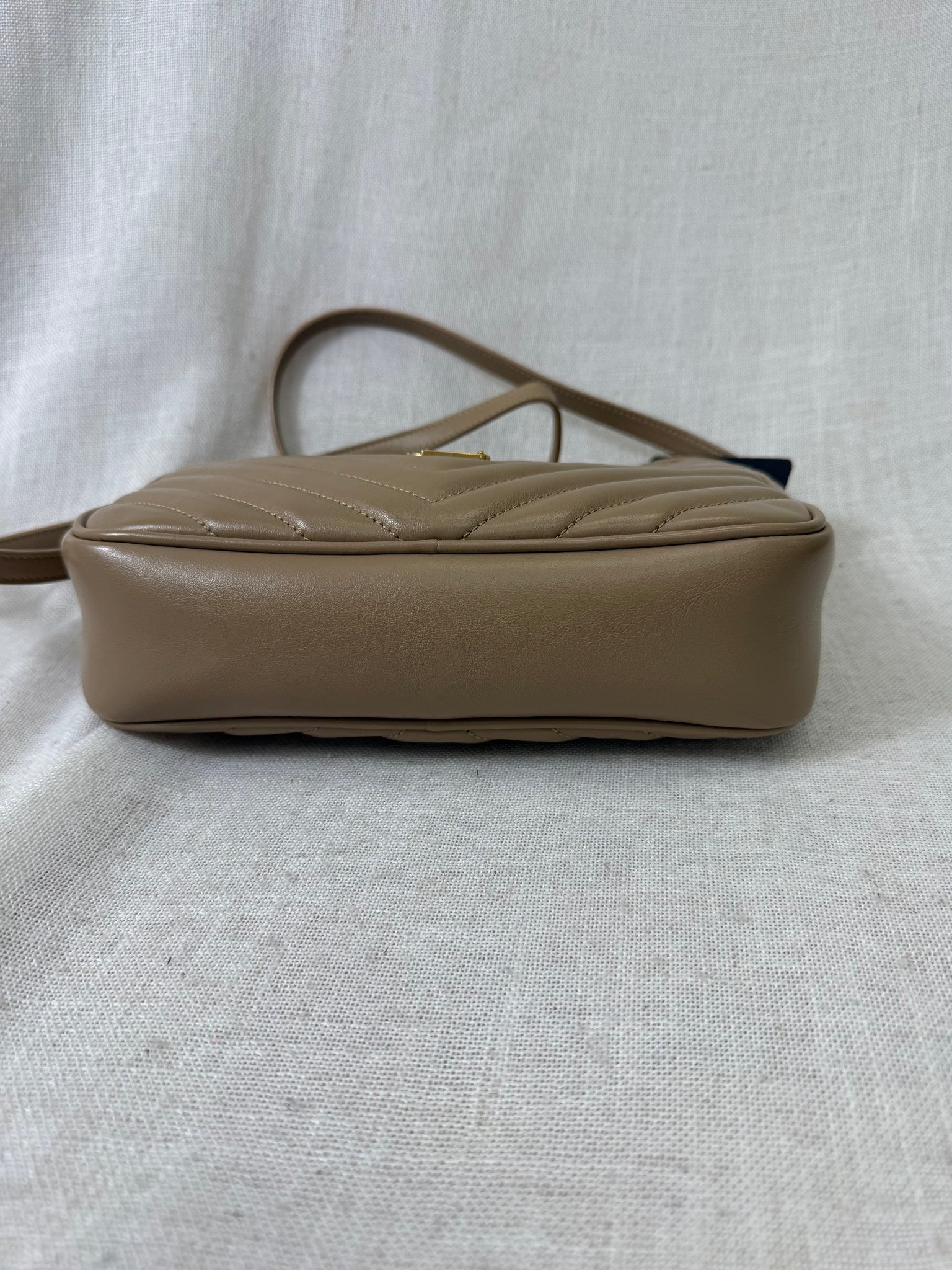 Saint Laurent YSL Beige Quilted Leather Crossbody Bag 