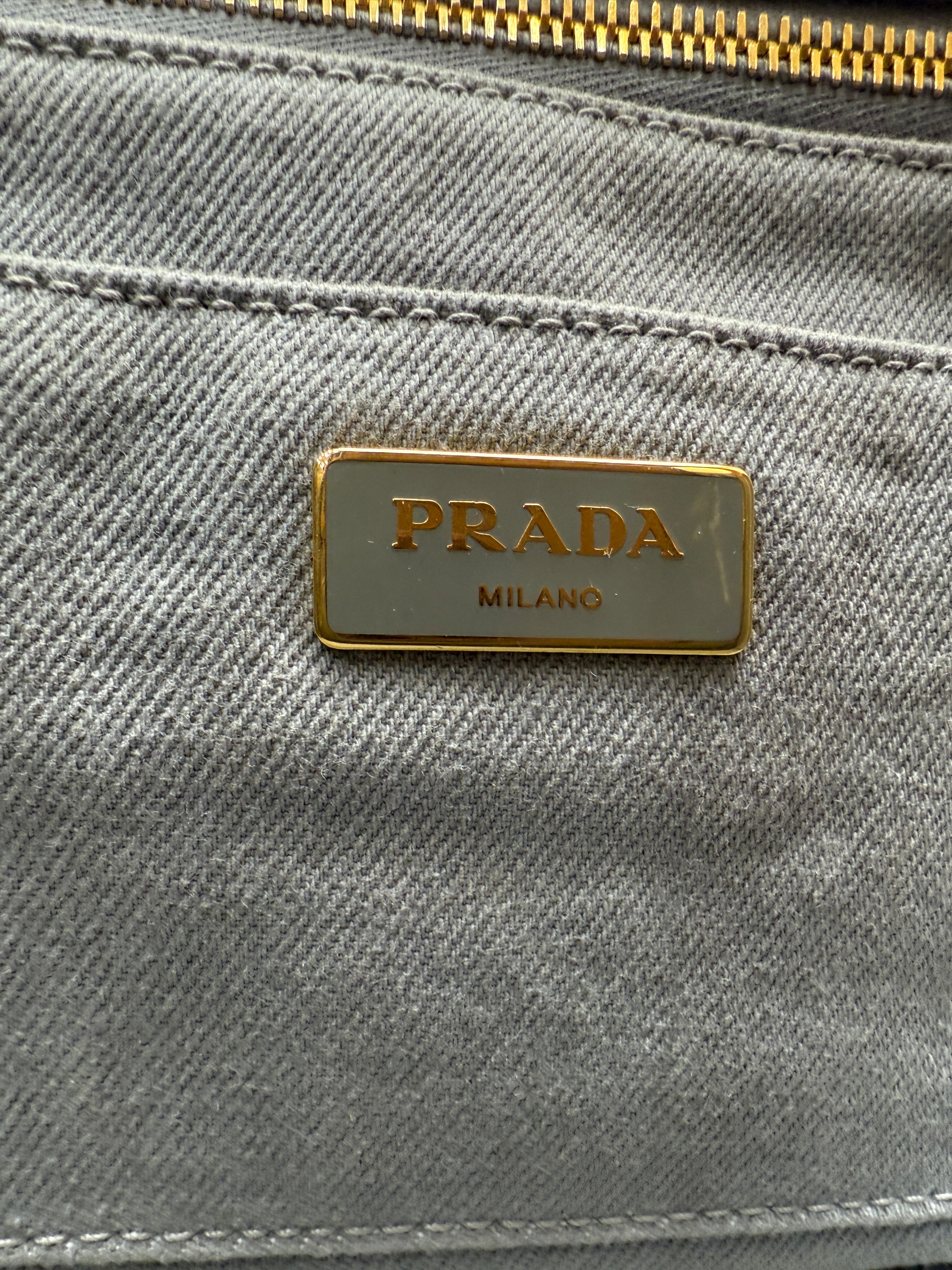 Prada Grey Canvas Medium Canapa Tote