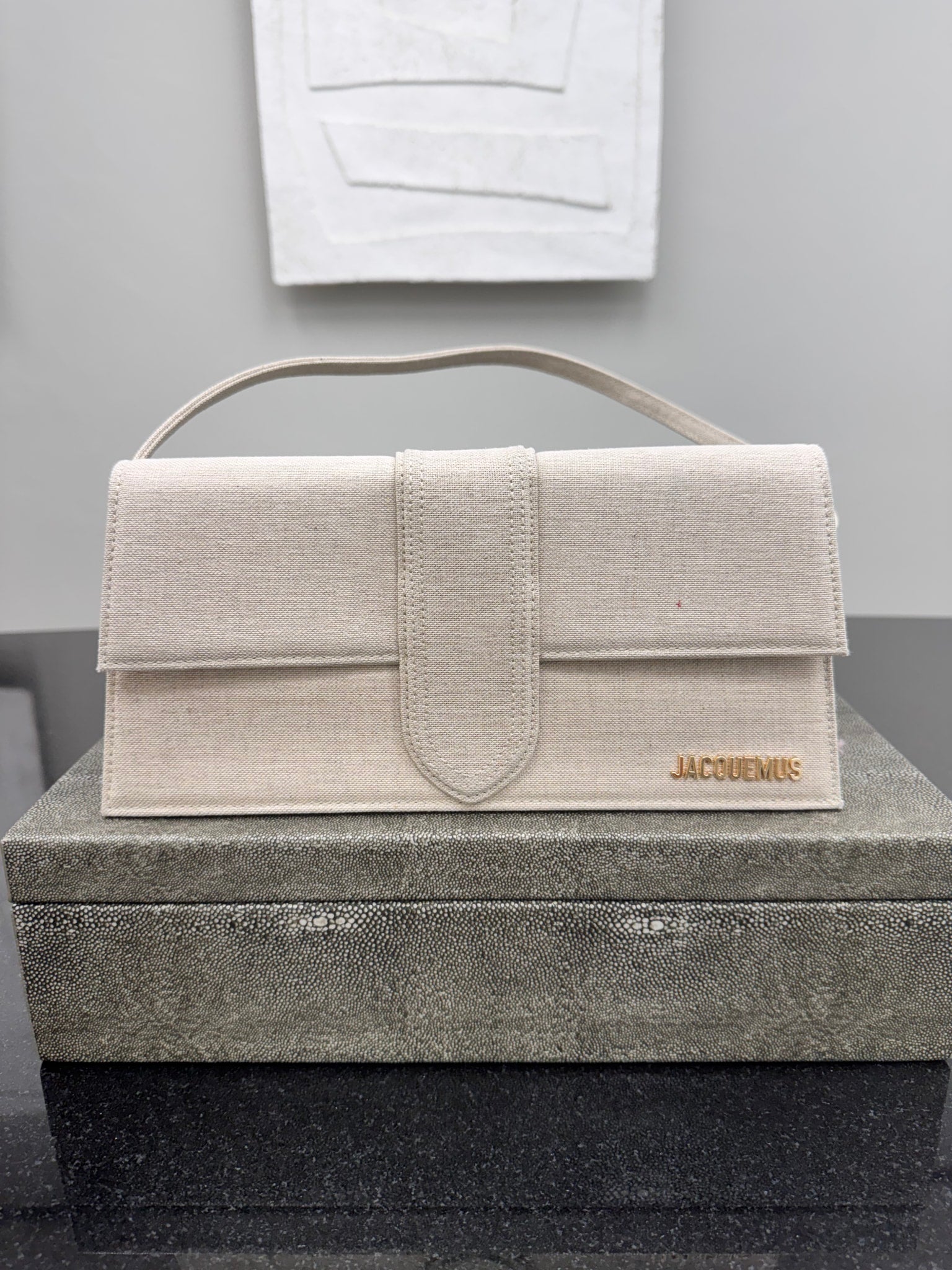 Jacquemus Beige Canvas Le Bambino Long Shoulder Bag