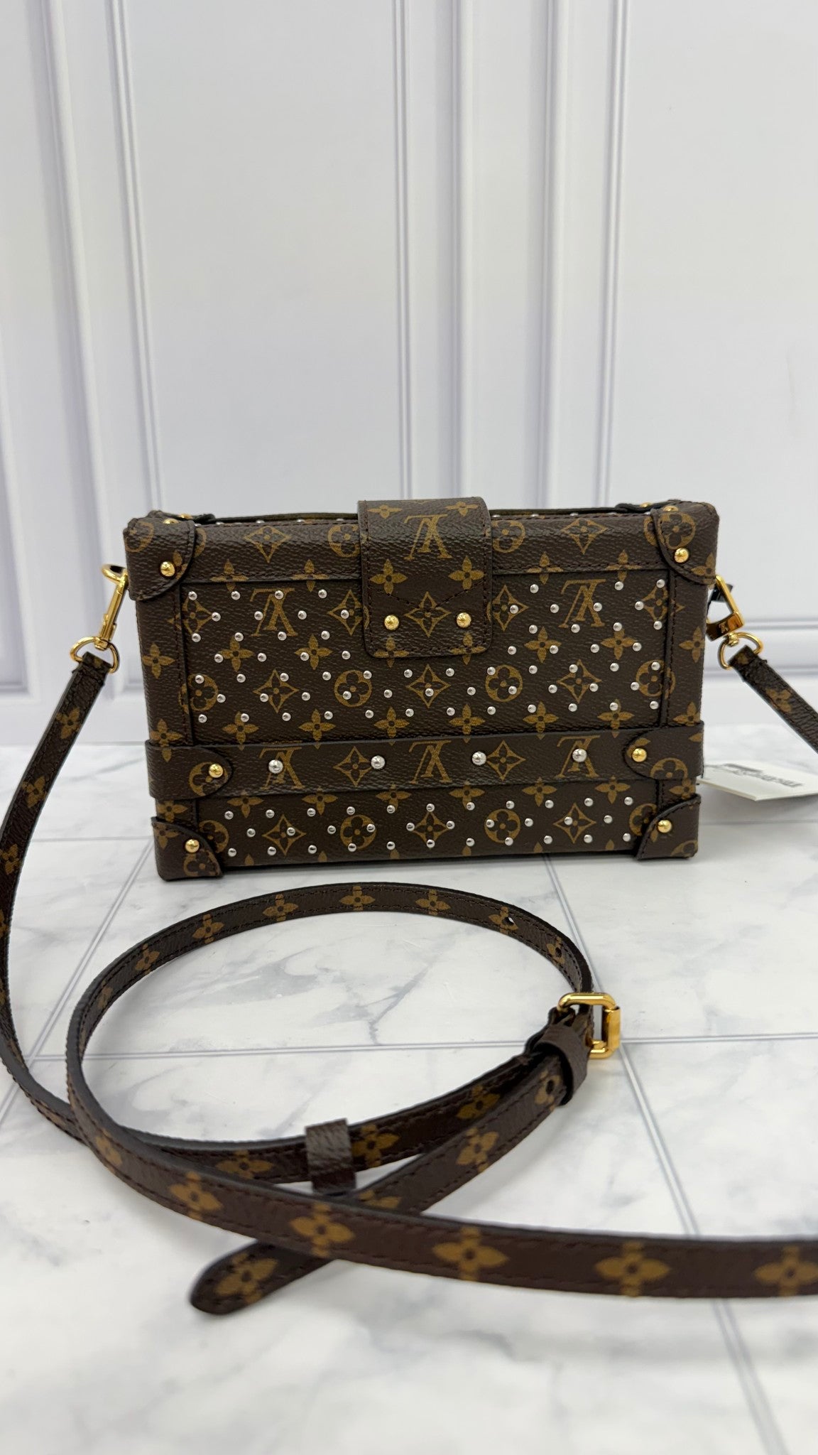BRAND NEW - Louis Vuitton Monogram Studded Petite Malle Crossbody Bag 