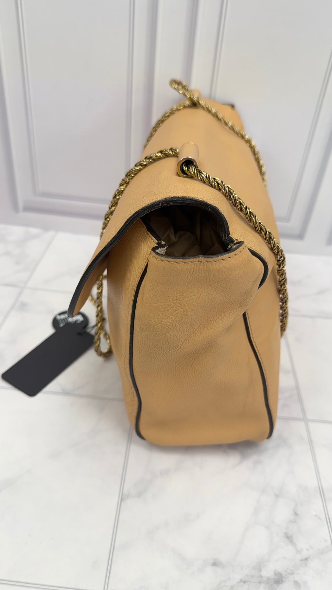 Chloe Beige Leather Medium Elsie Chain Shoulder Bag