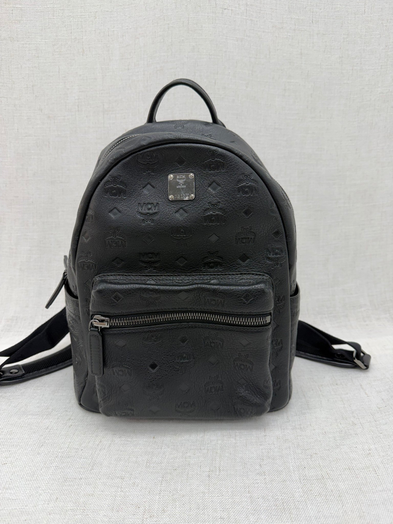 MCM Black Leather Small Backpack 