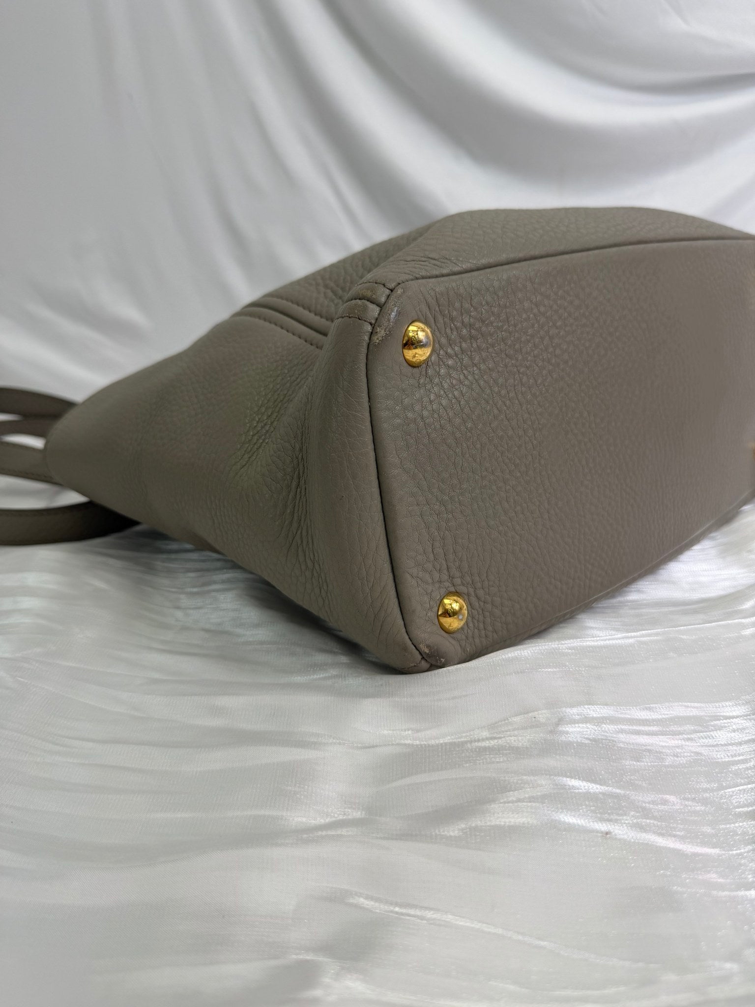 Prada Grey Leather Tote Bag