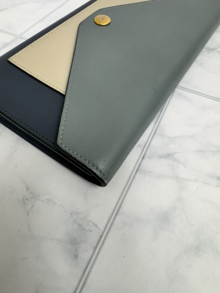 Celine Tricolor Leather Pocket Trifold Envelope Long Wallet