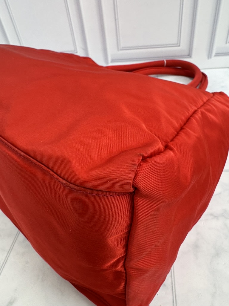 Prada Red Nylon Top Handle Bag