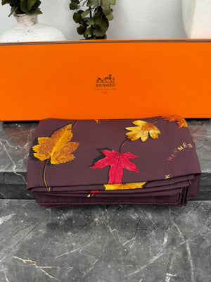 Hermes Dark Purple Silk A Walk In The Park Scarf
