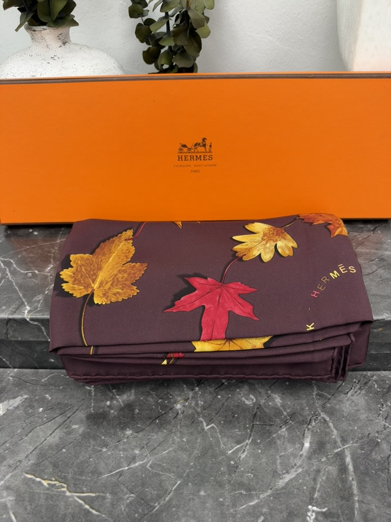 Hermes Dark Purple Silk A Walk In The Park Scarf