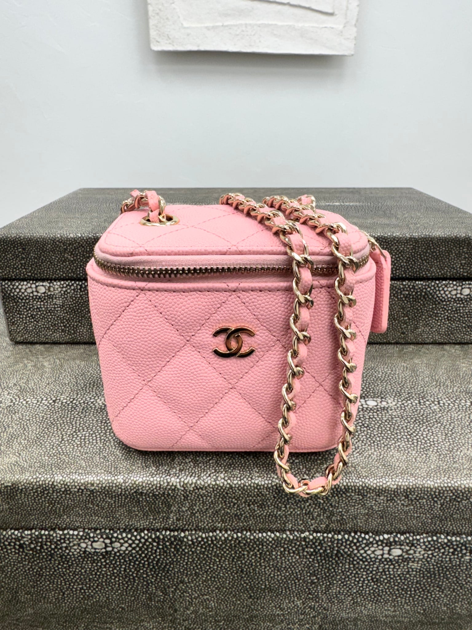 LIKE NEW - Chanel Pink Caviar Leather Mini Vanity Crossbody Bag