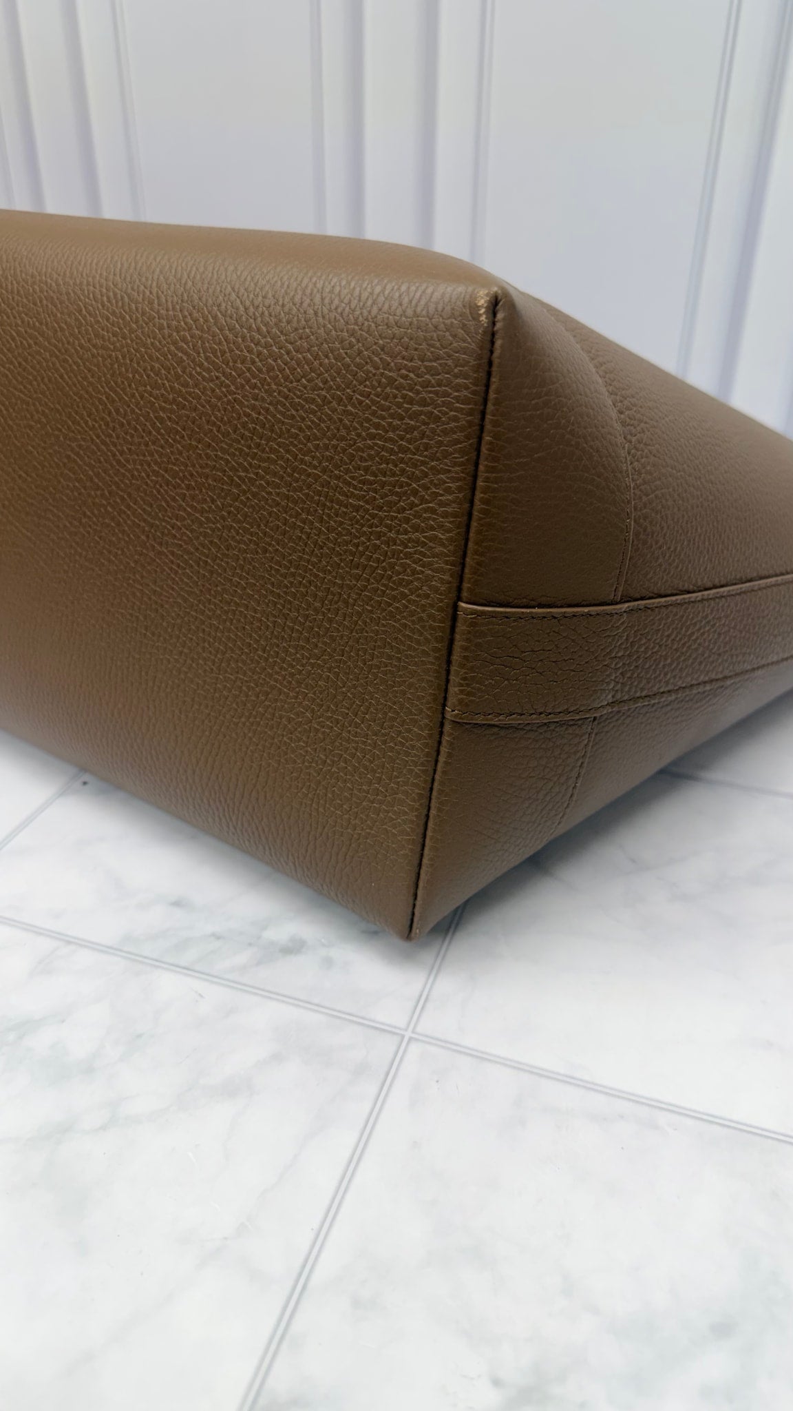Burberry Brown Pebbled Leather London Shoulder Tote