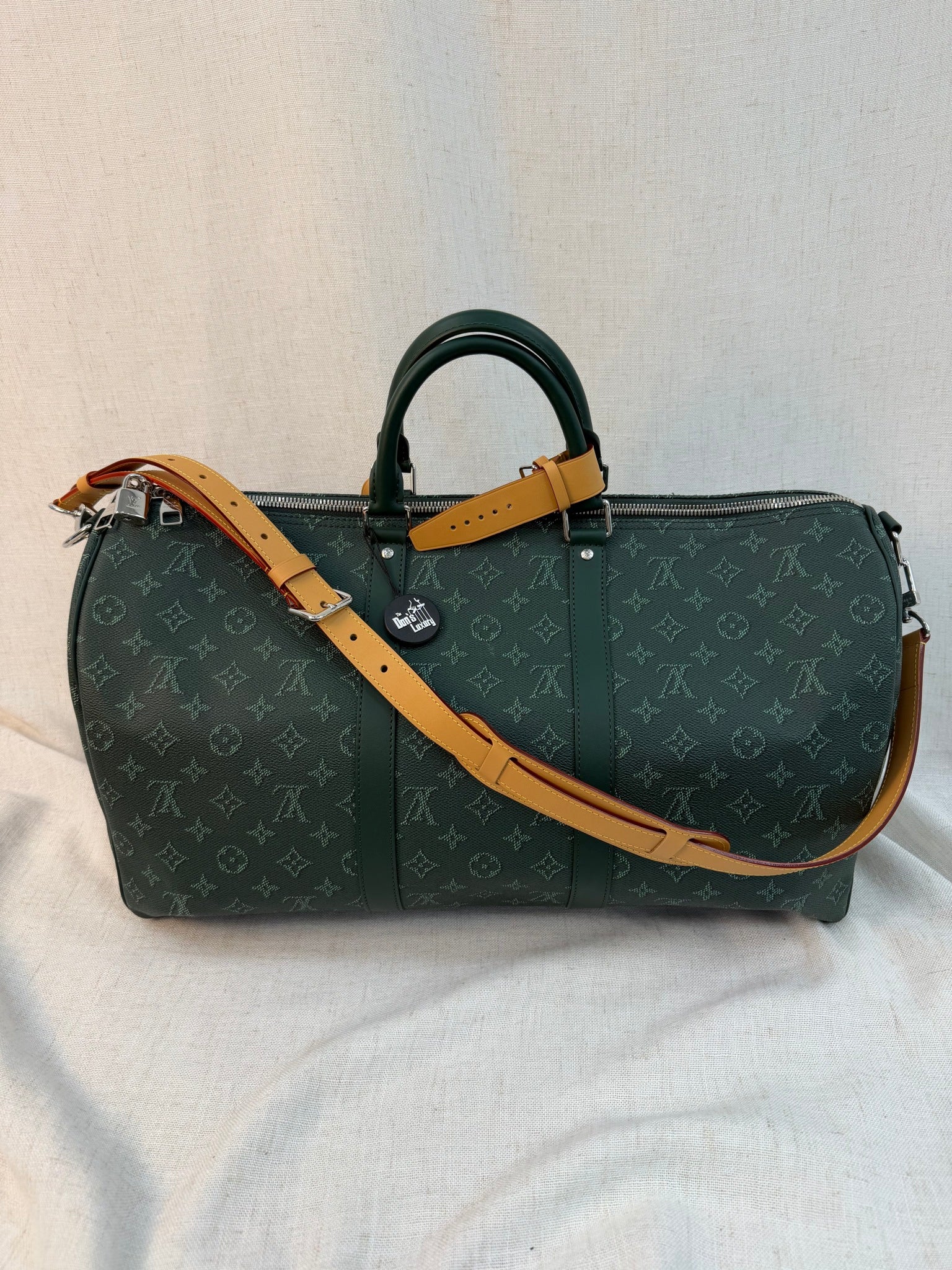 Lous Vuitton Green Monogram Keepall Bandouliere 50