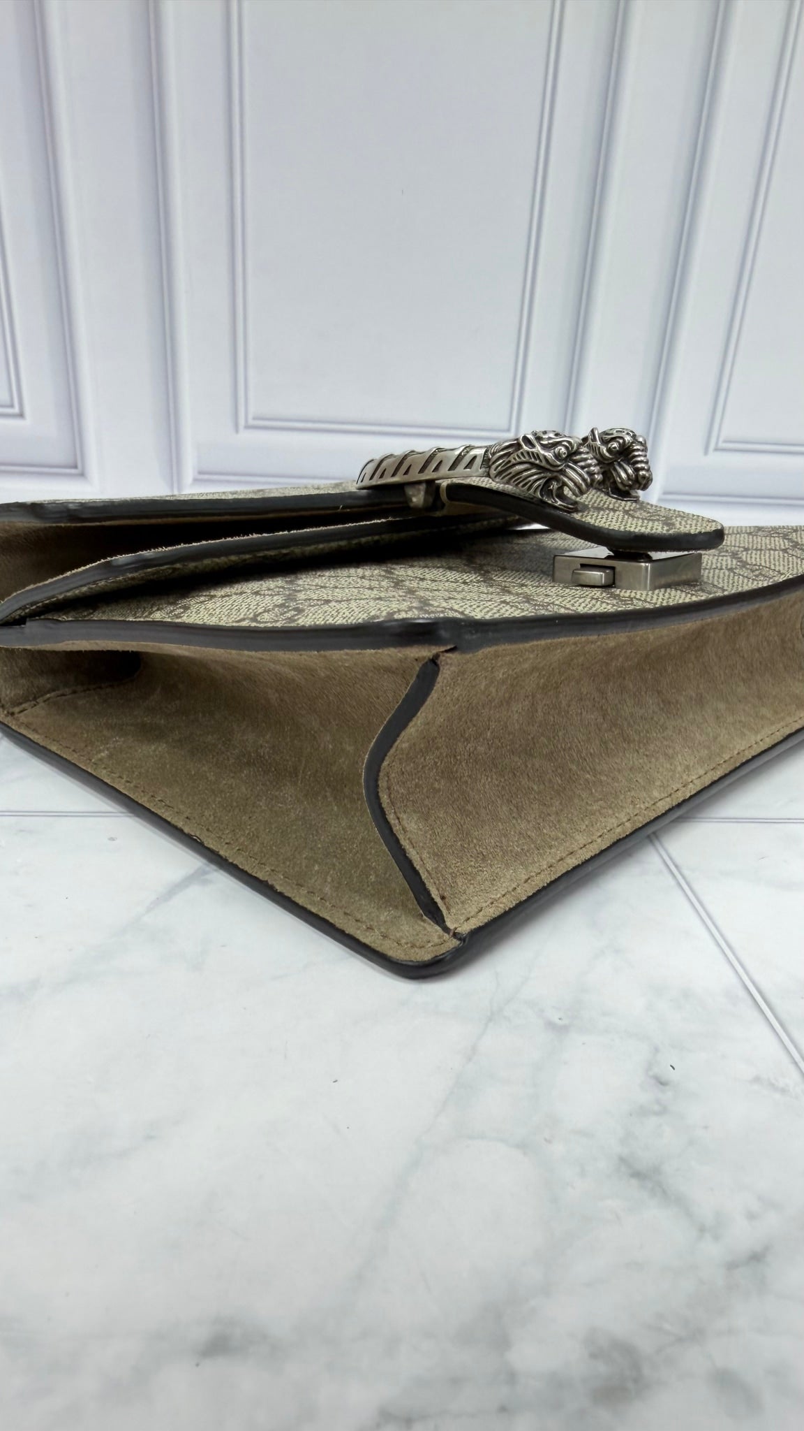 Gucci Brown GG Supreme Canvas & Suede Mini Dionysus Chain Bag