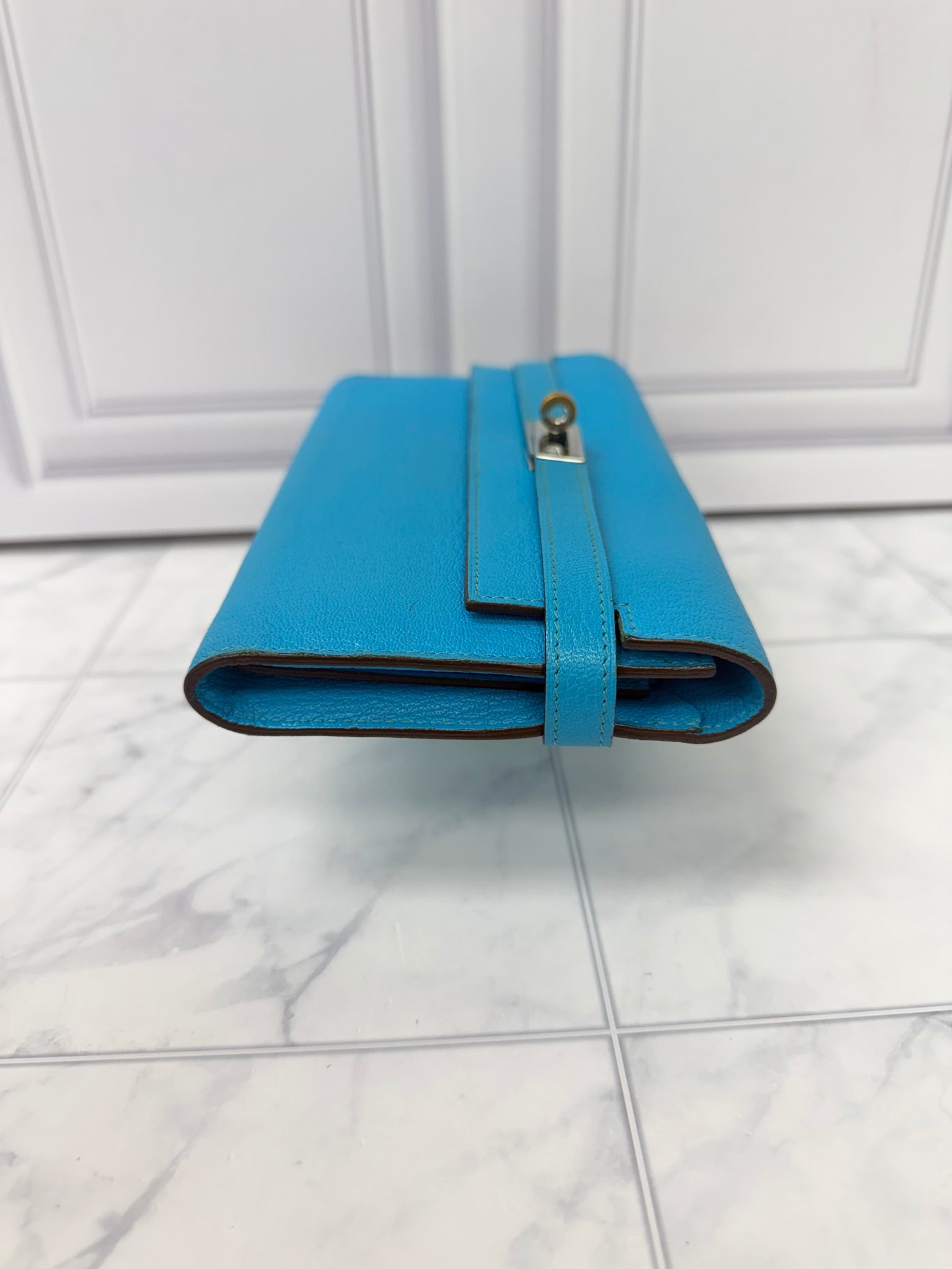 Hermes Bright Blue Epsom Leather Kelly Wallet