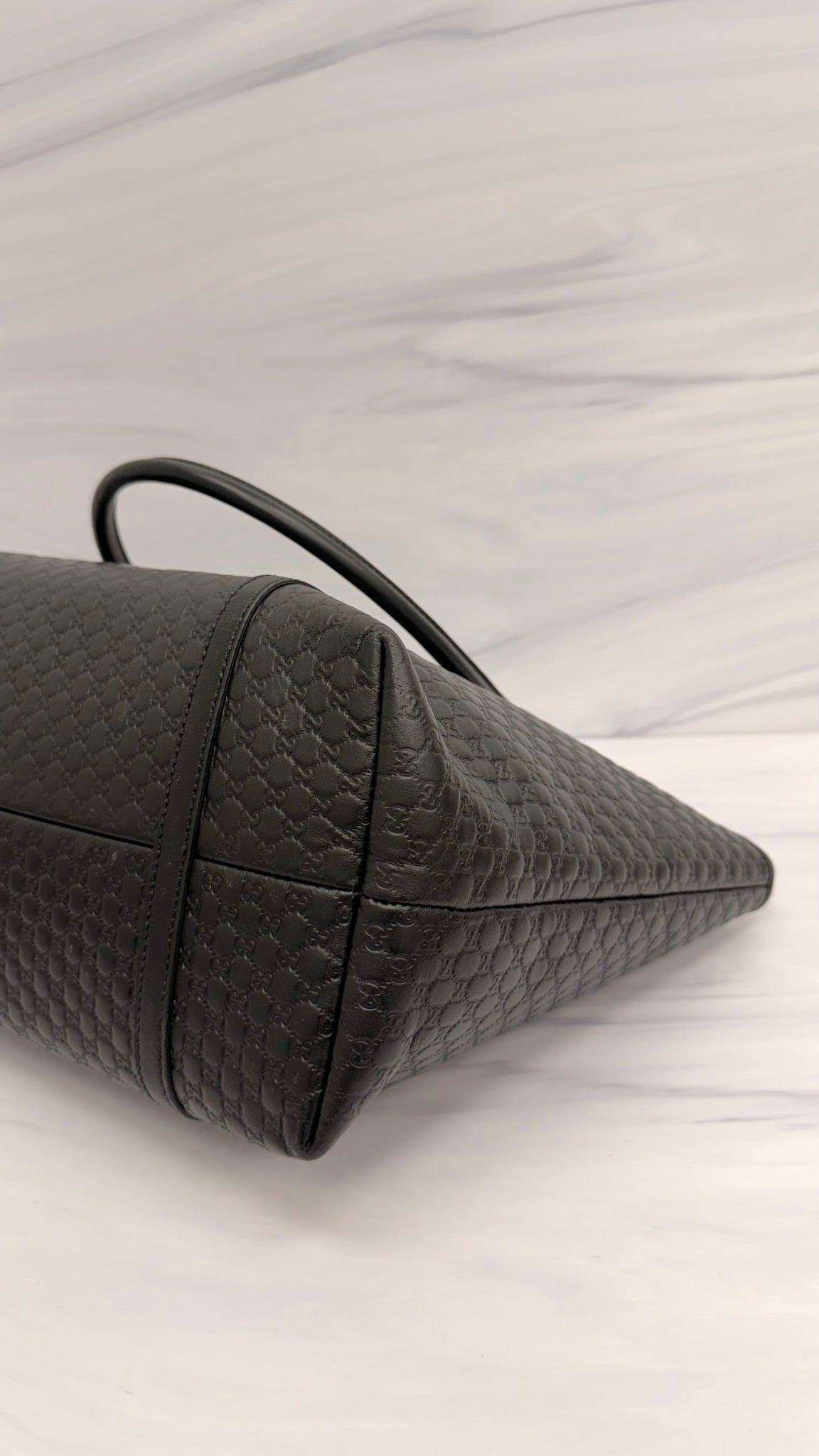 Gucci Black Micro Guccissima Leather Tote Bag 
