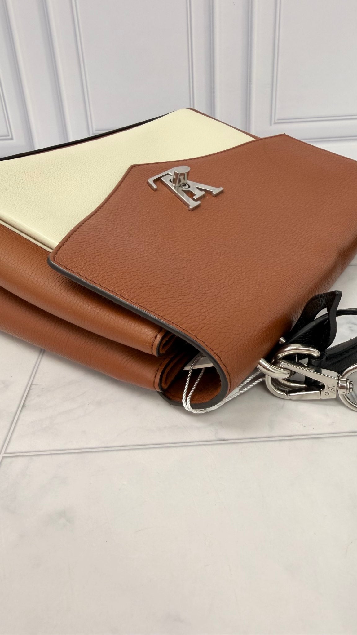 Louis Vuitton Brown And Beige Taurillon Leather My Lock Me 2Way Handbag 
