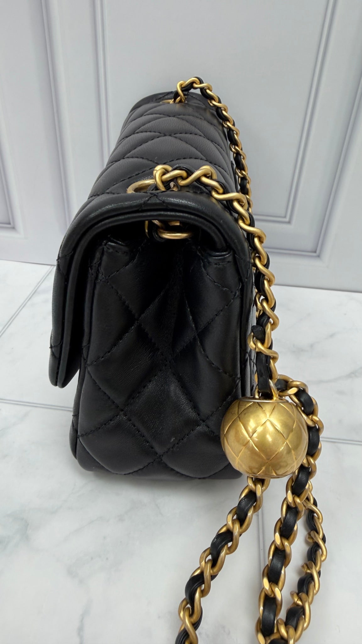 Chanel Black Quilted Lambskin Mini Flap Pearl Crush Bag