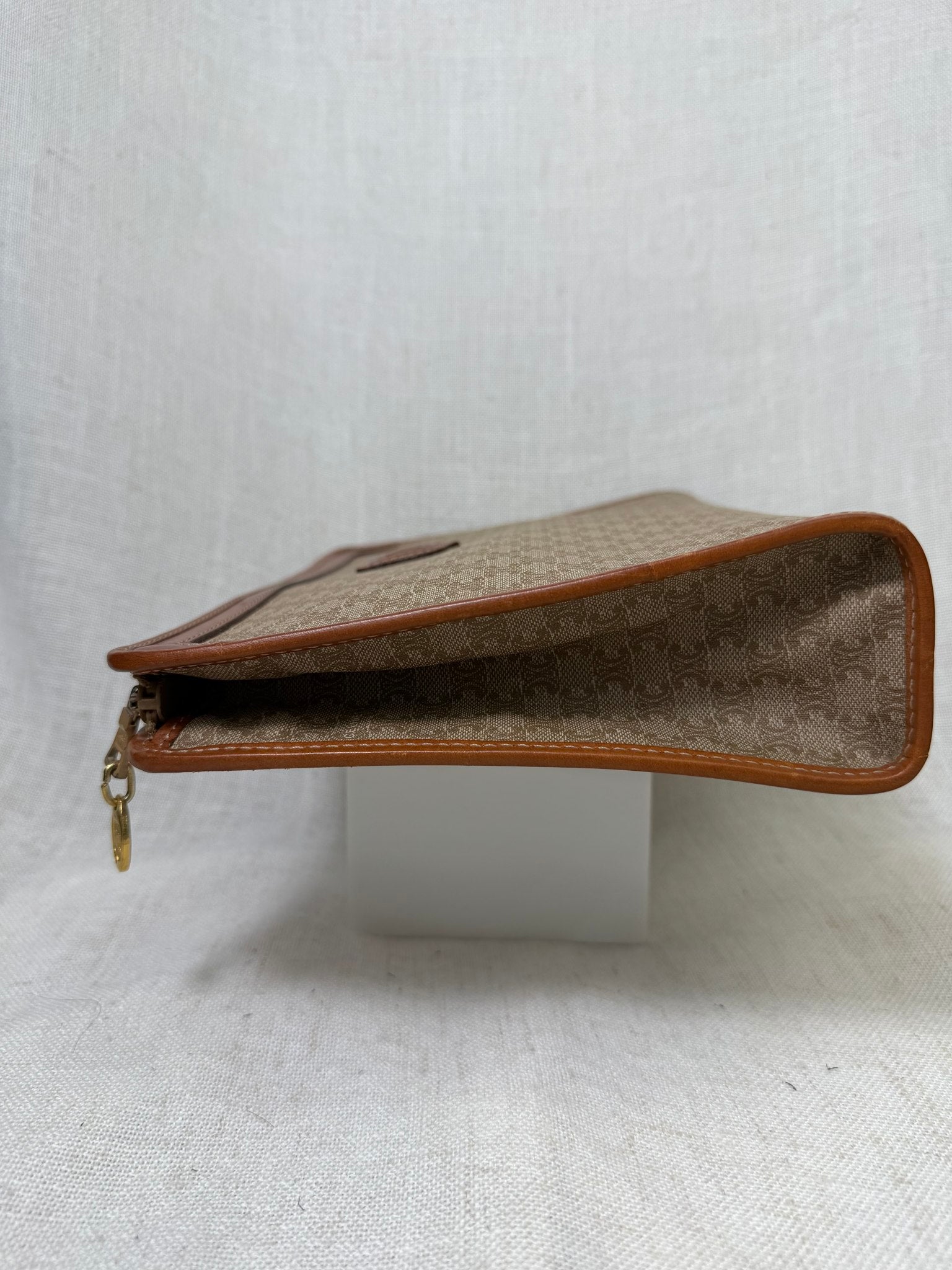 Celine Beige Coated Canvas Macadam Clutch Travel Bag