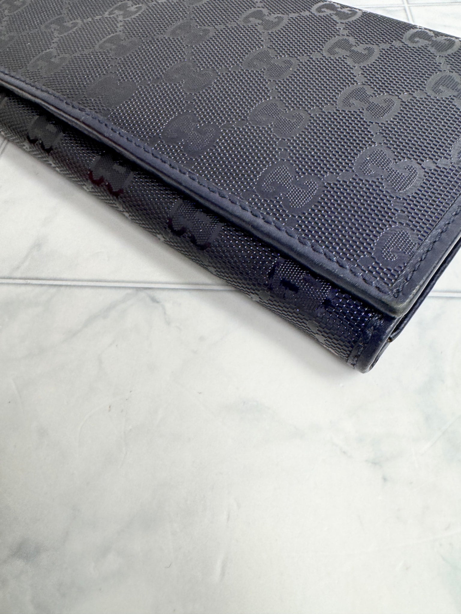 Gucci Navy Blue GG Imprime Long Wallet