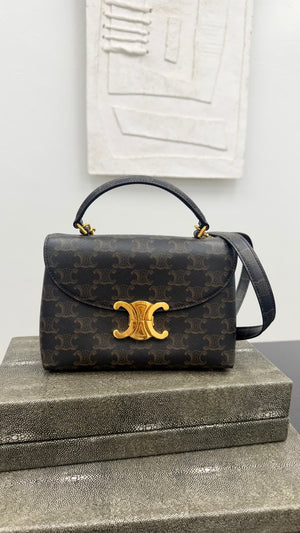 LIKE NEW - Celine Black Triomphe Canvas Teen Nino Bag