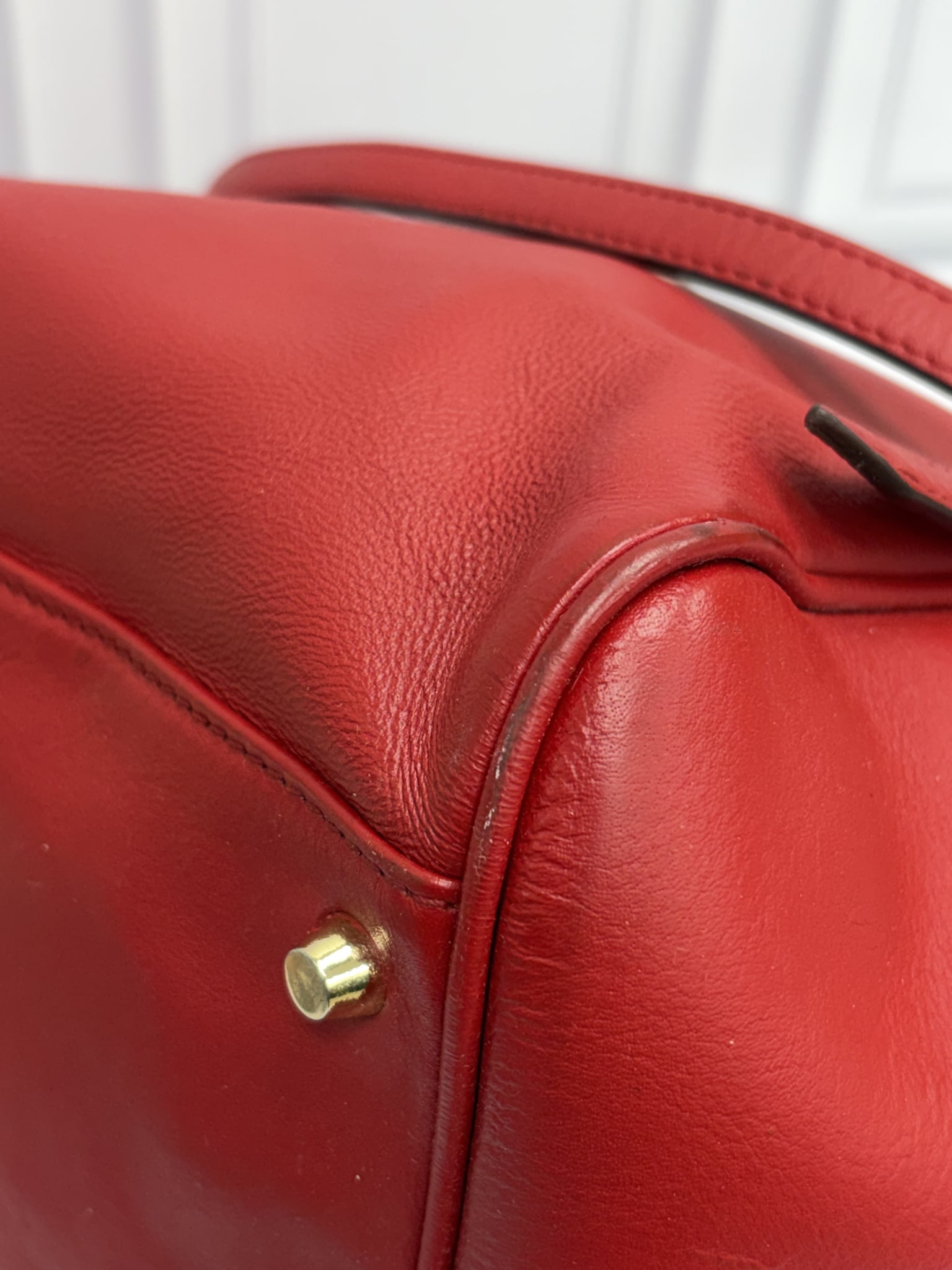 Burberry Red Leather Canterbury Tote Bag 