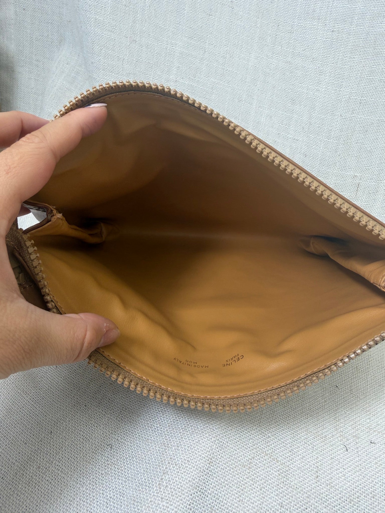 Celine Beige Coated Canvas Macadam Clutch Bag