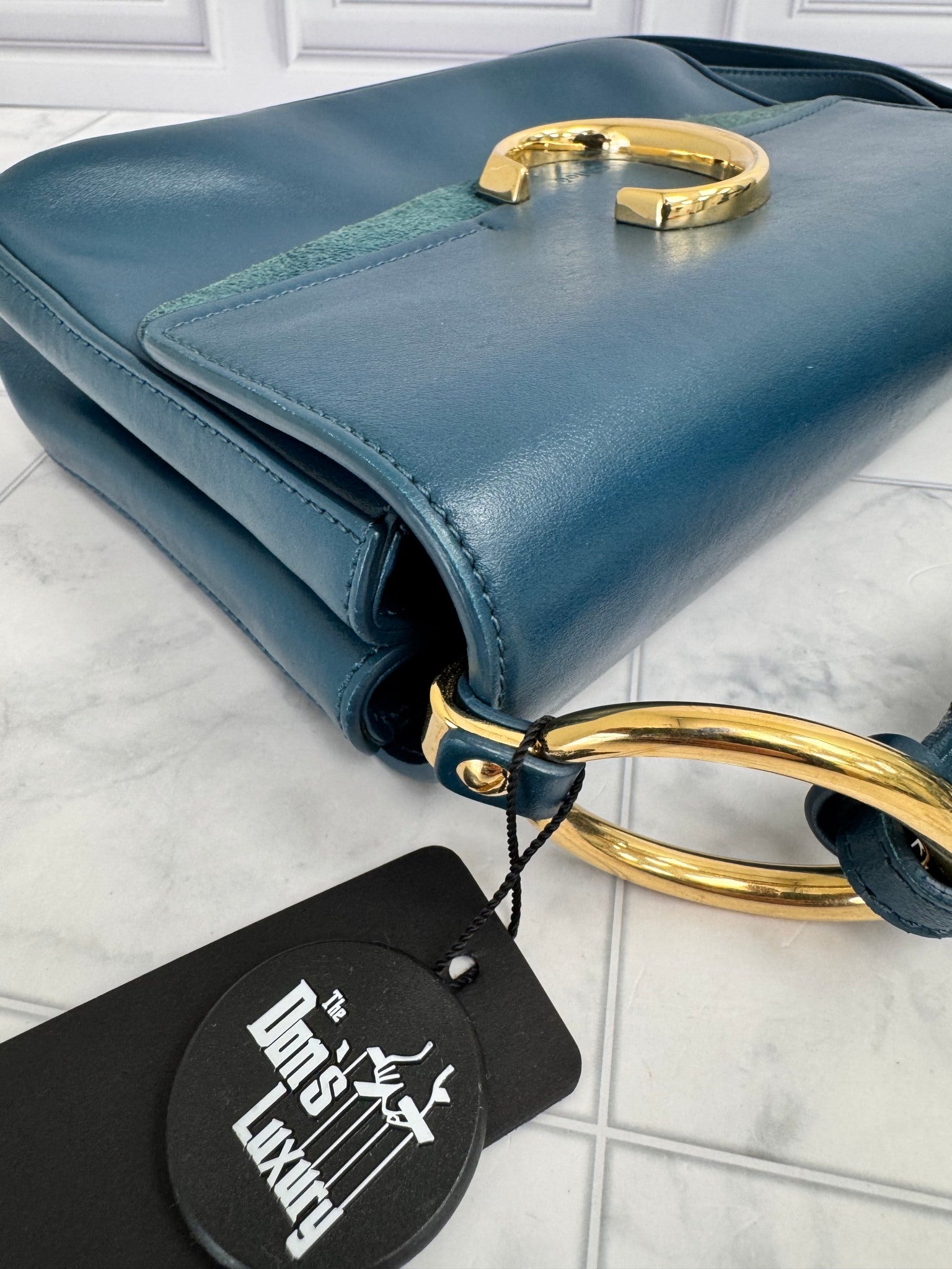Chloe Blue Leather C Crossbody Bag