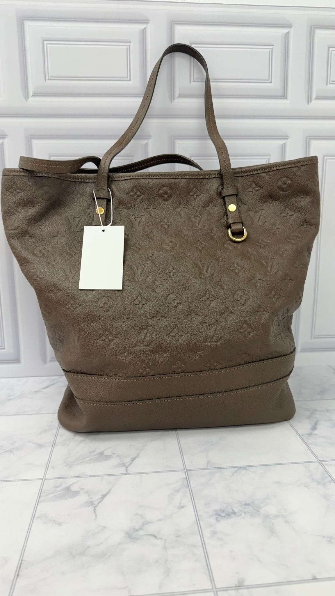LIKE NEW - Louis Vuitton Brown Monogram Empreinte Leather Citadine PM Tote Bag 