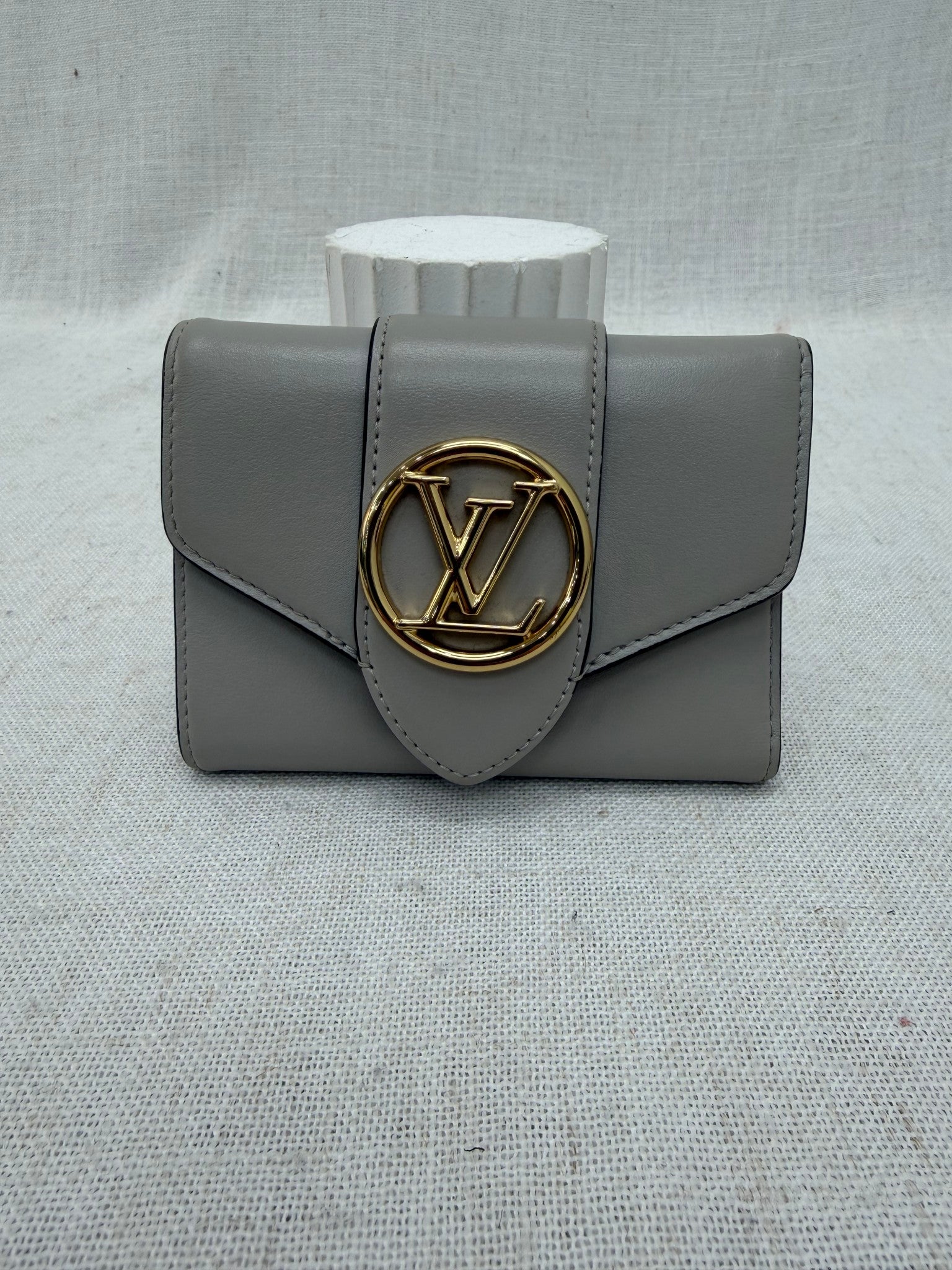 Louis Vuitton Gray Leather Pont Neuf Compact Wallet