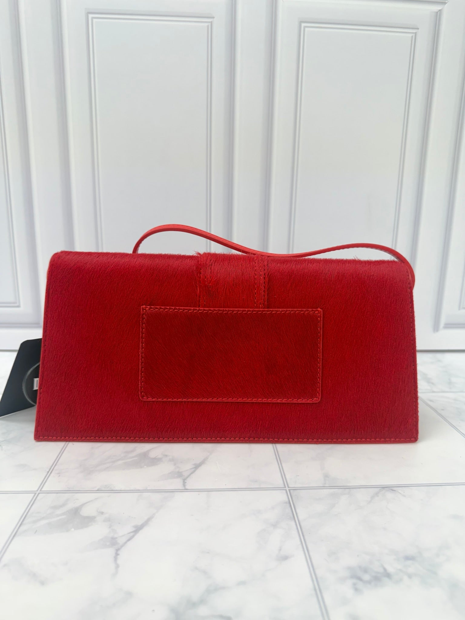 BRAND NEW - Jacquemus Red Pony Hair Le Bambino Long Shoulder Bag