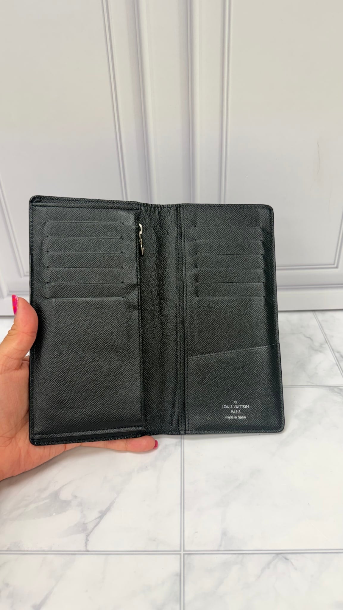 Louis Vuitton Black Epi Leather Brazza Long Wallet