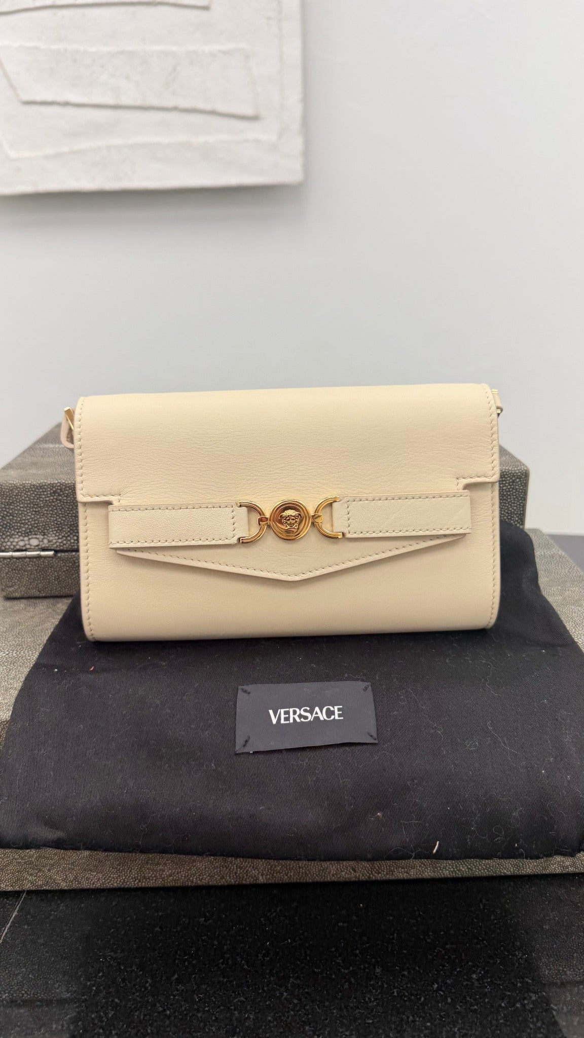 BRAND NEW - Versace Cream Leather Medusa '95 Crossbody Bag 