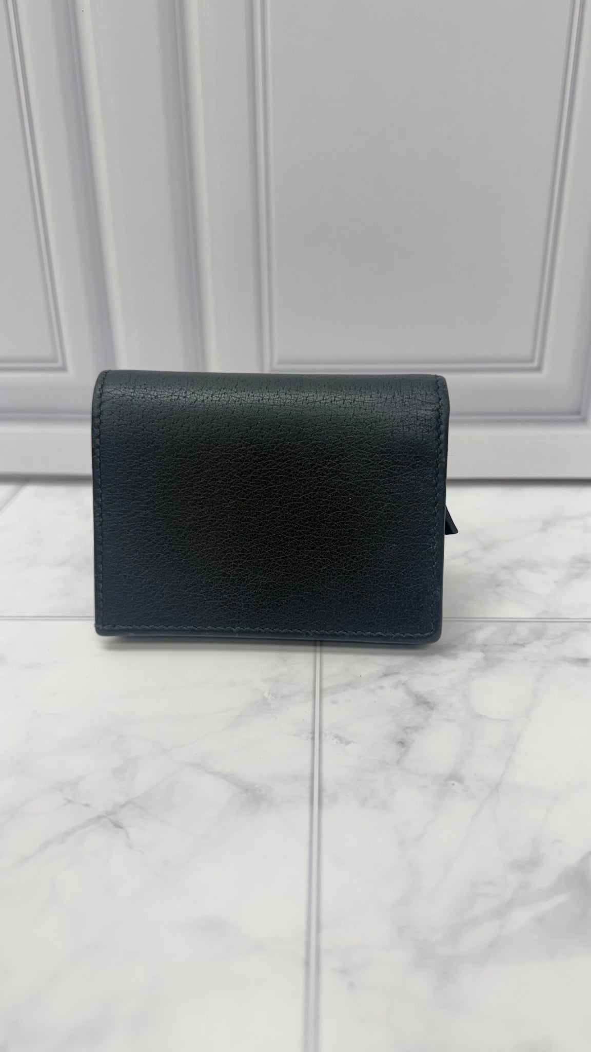 Gucci Black Leather Rhinestone Compact Wallet 