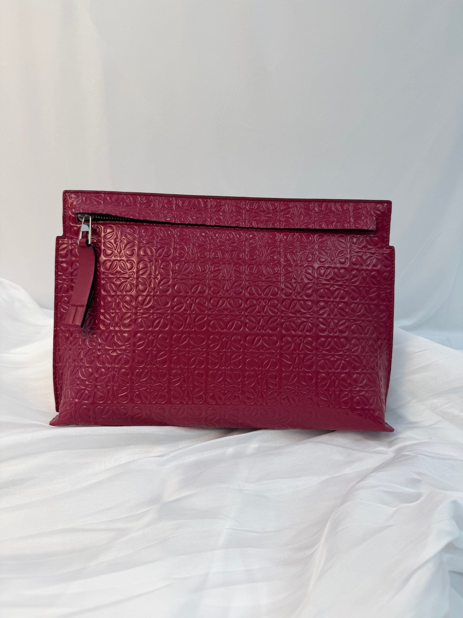 Loewe Raspberry Glazed Leather T Pouch