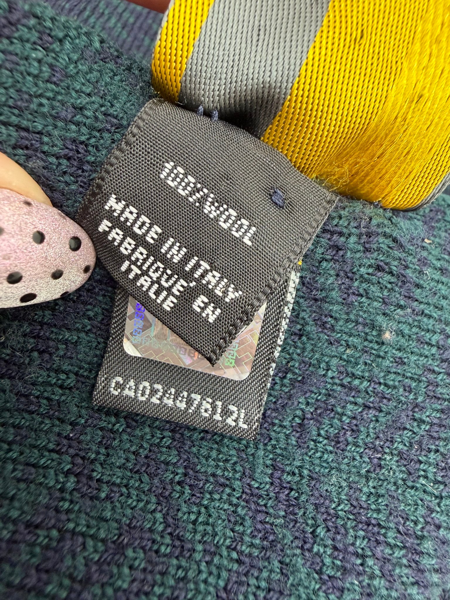 Fendi Blue & Green Herringbone Wool Scarf