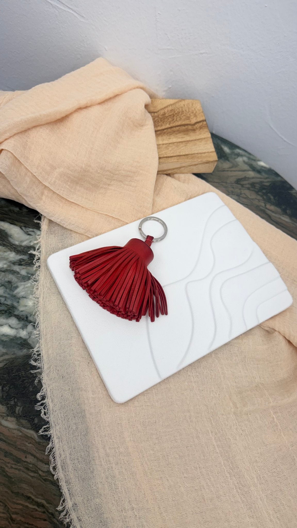 Hermes Red Leather Carmen Tassel Bag Charm 