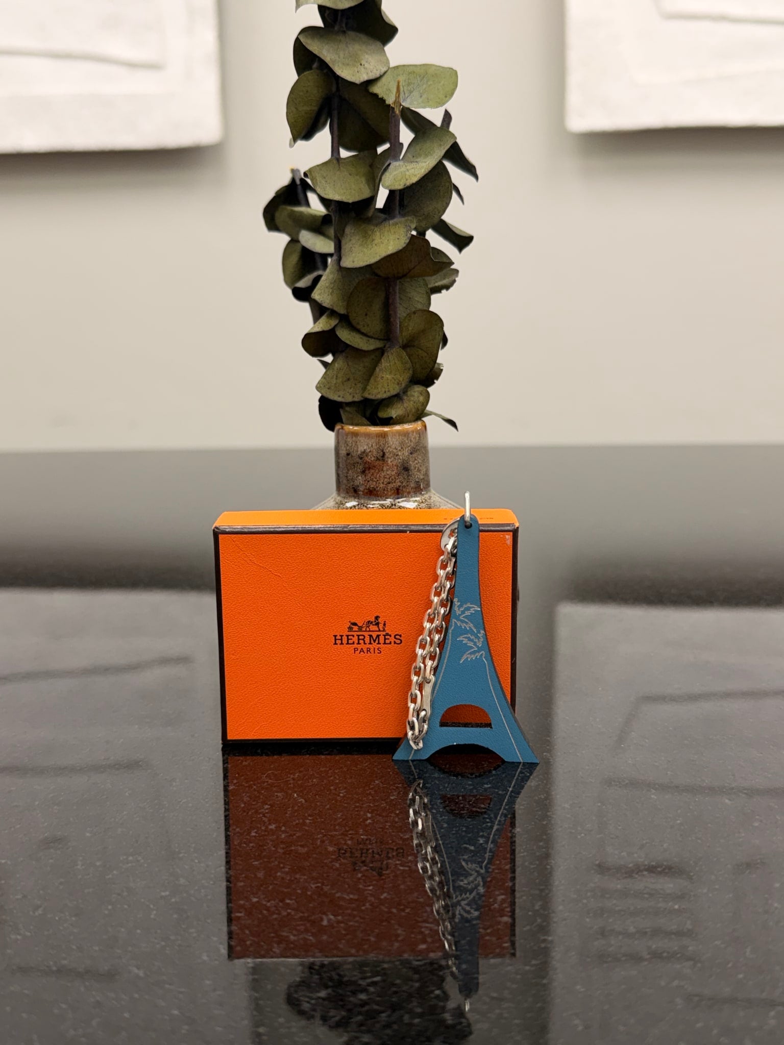 Hermes Blue Leather Eiffel Tower Bag Charm