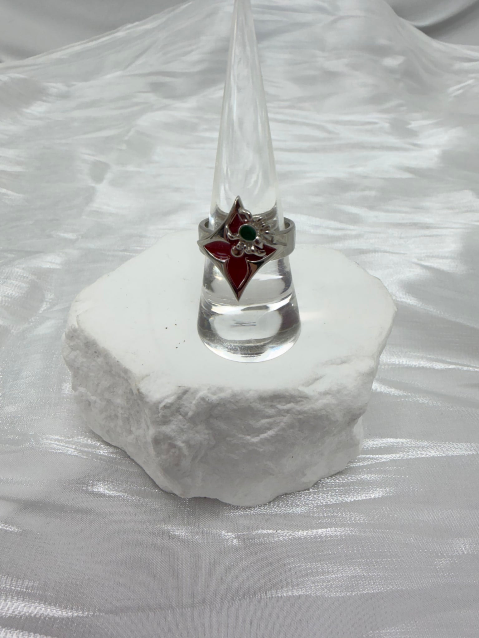 Louis Vuitton Red & Green Enamel Fairy Tale Ring Size 7.75