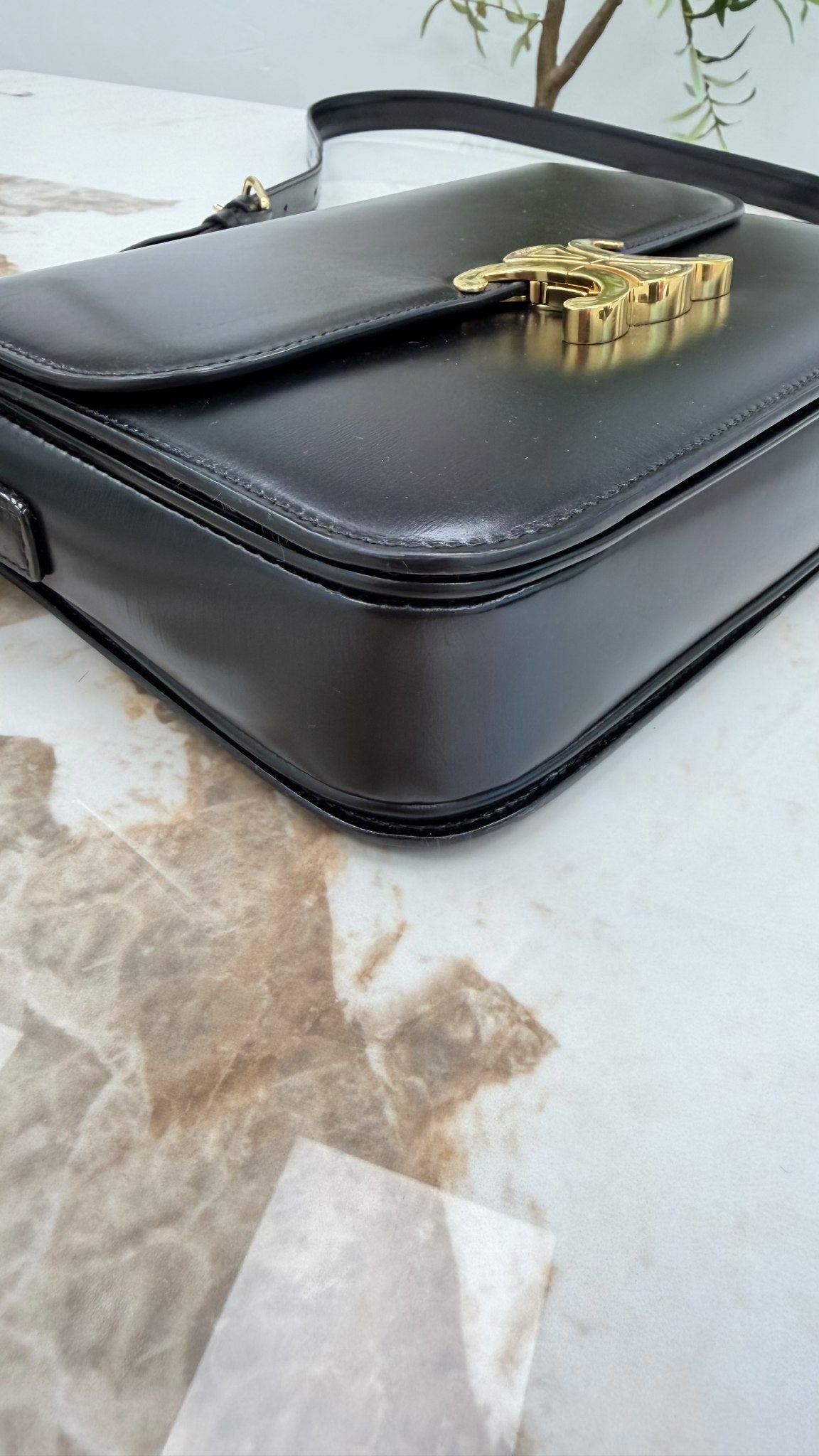Celine Black Box Calf Triomphe Crossbody