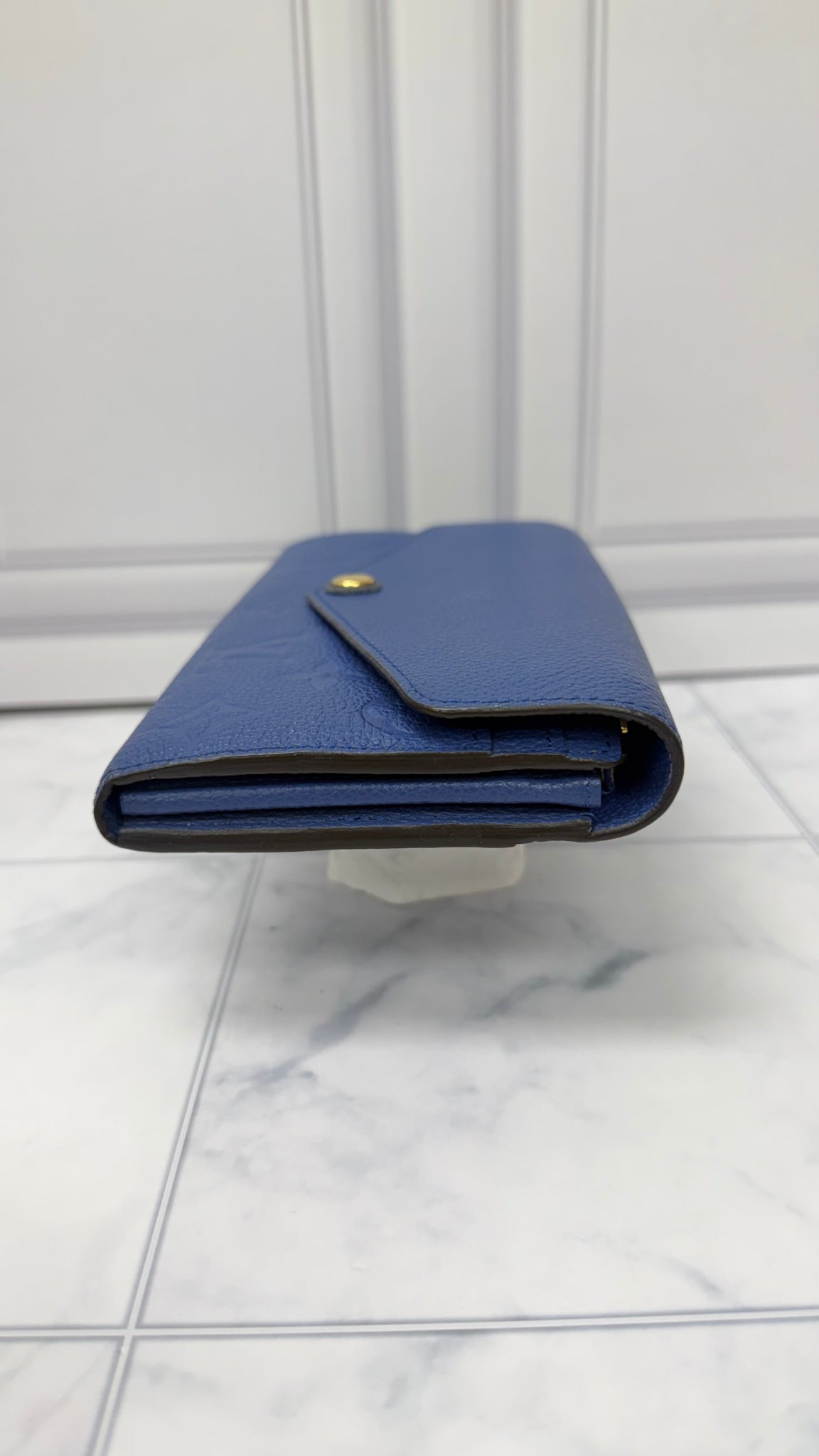 Louis Vuitton Monogram Blue Empreinte Leather Sarah Wallet