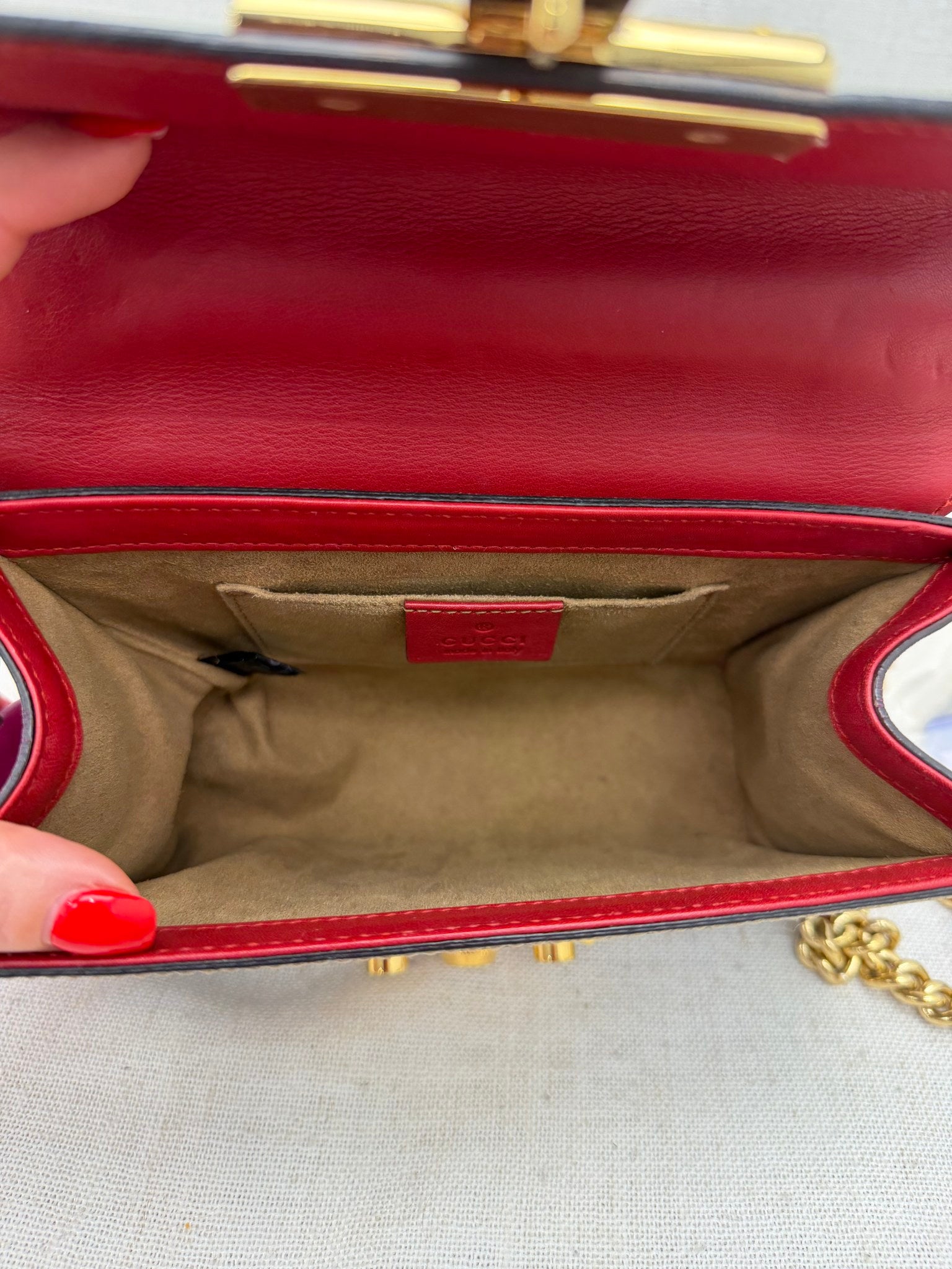 Gucci Tricolor Leather Padlock Chain Shoulder Bag