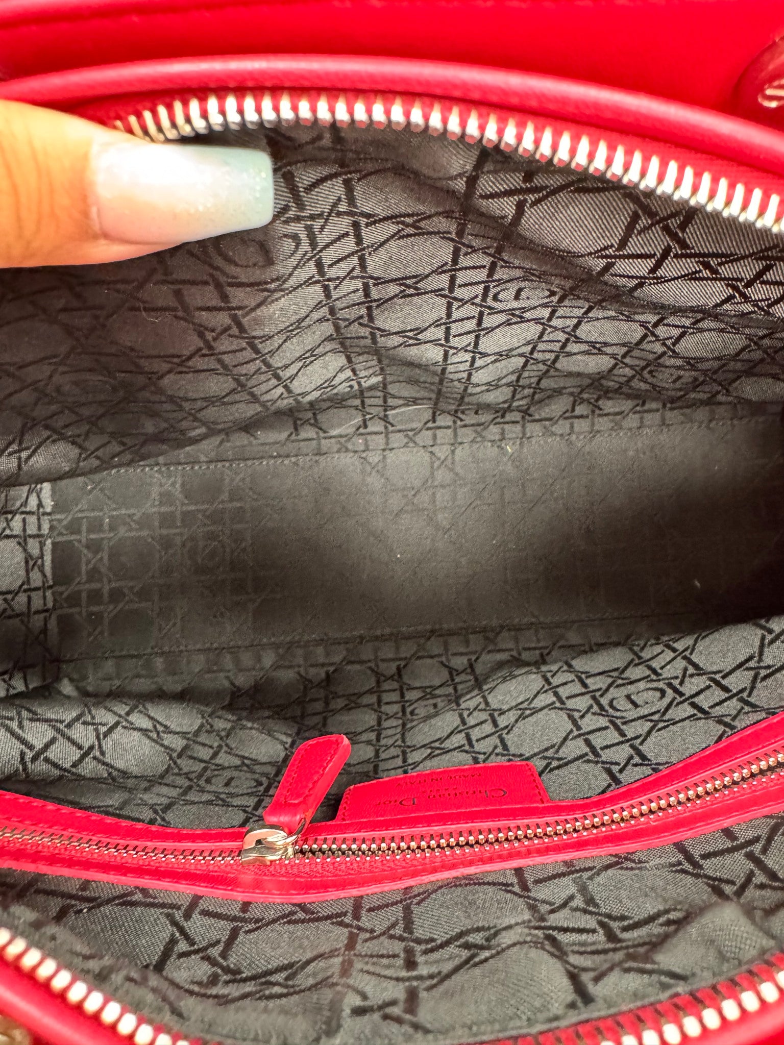 Christian Dior Dark Pink Quilted Lambskin Large Lady Dior Bag