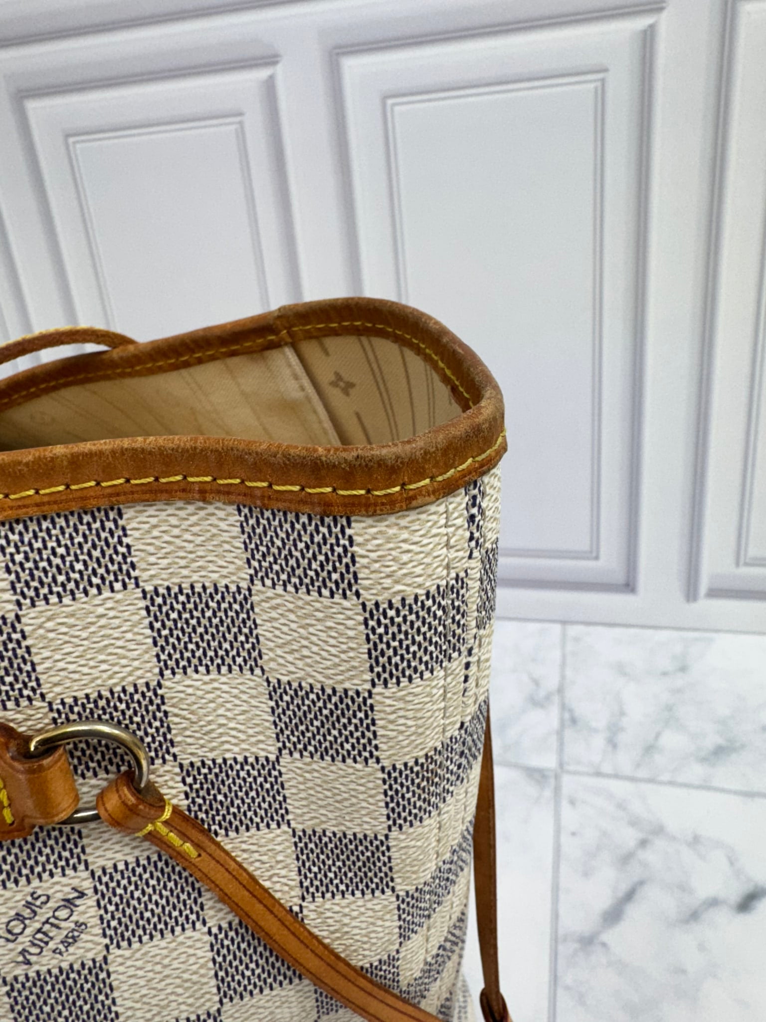 Louis Vuitton Damier Azur Neverfull MM Tote Bag 