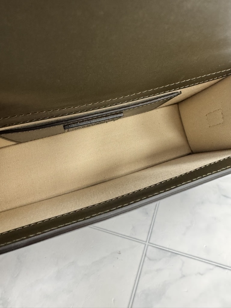 BRAND NEW - Jacquemus Dark Khaki Green Leather Le Grand Bambino Handbag 
