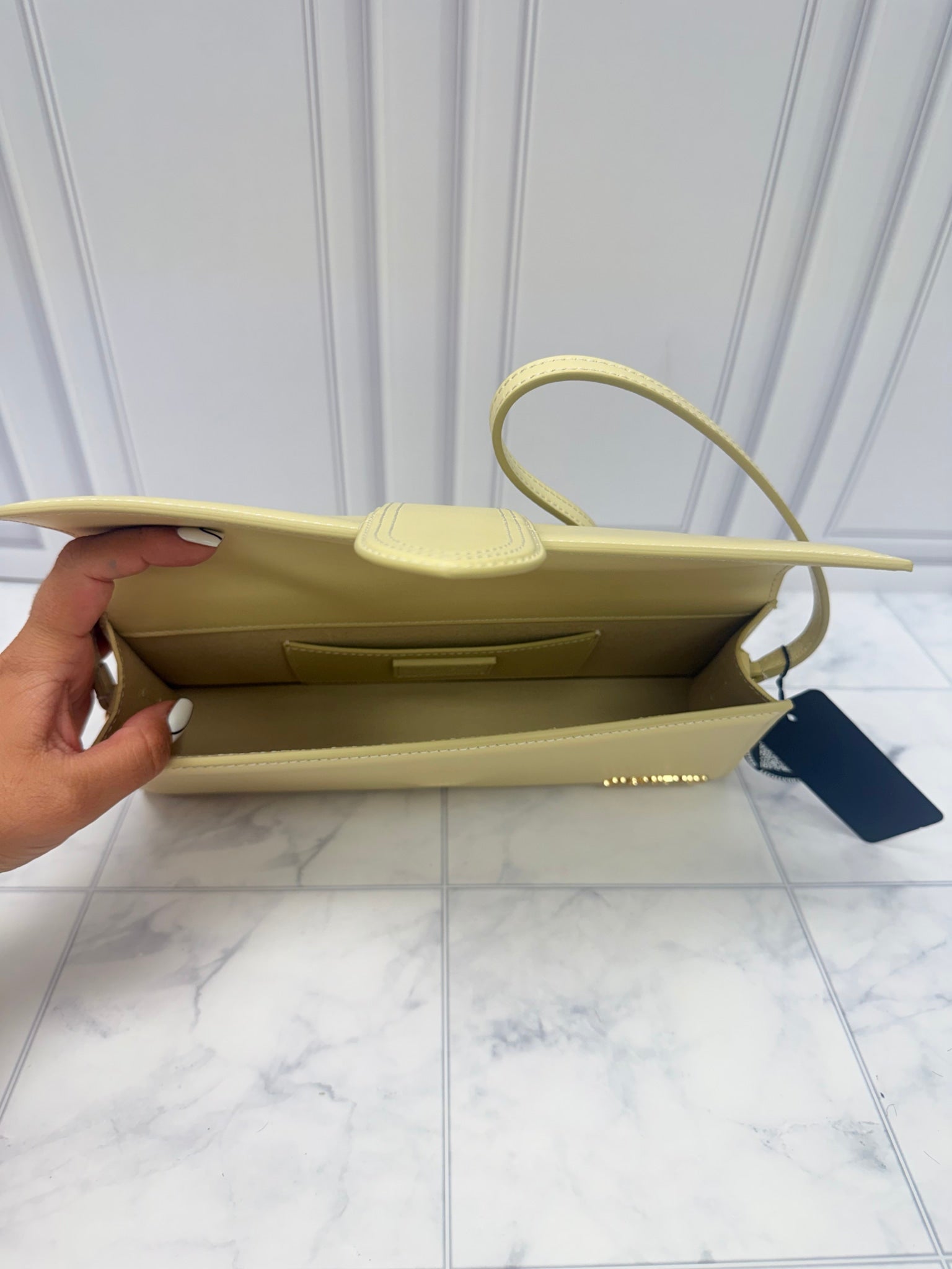 BRAND NEW - Jacquemus Creme Leather Le Bambino Long Shoulder Bag