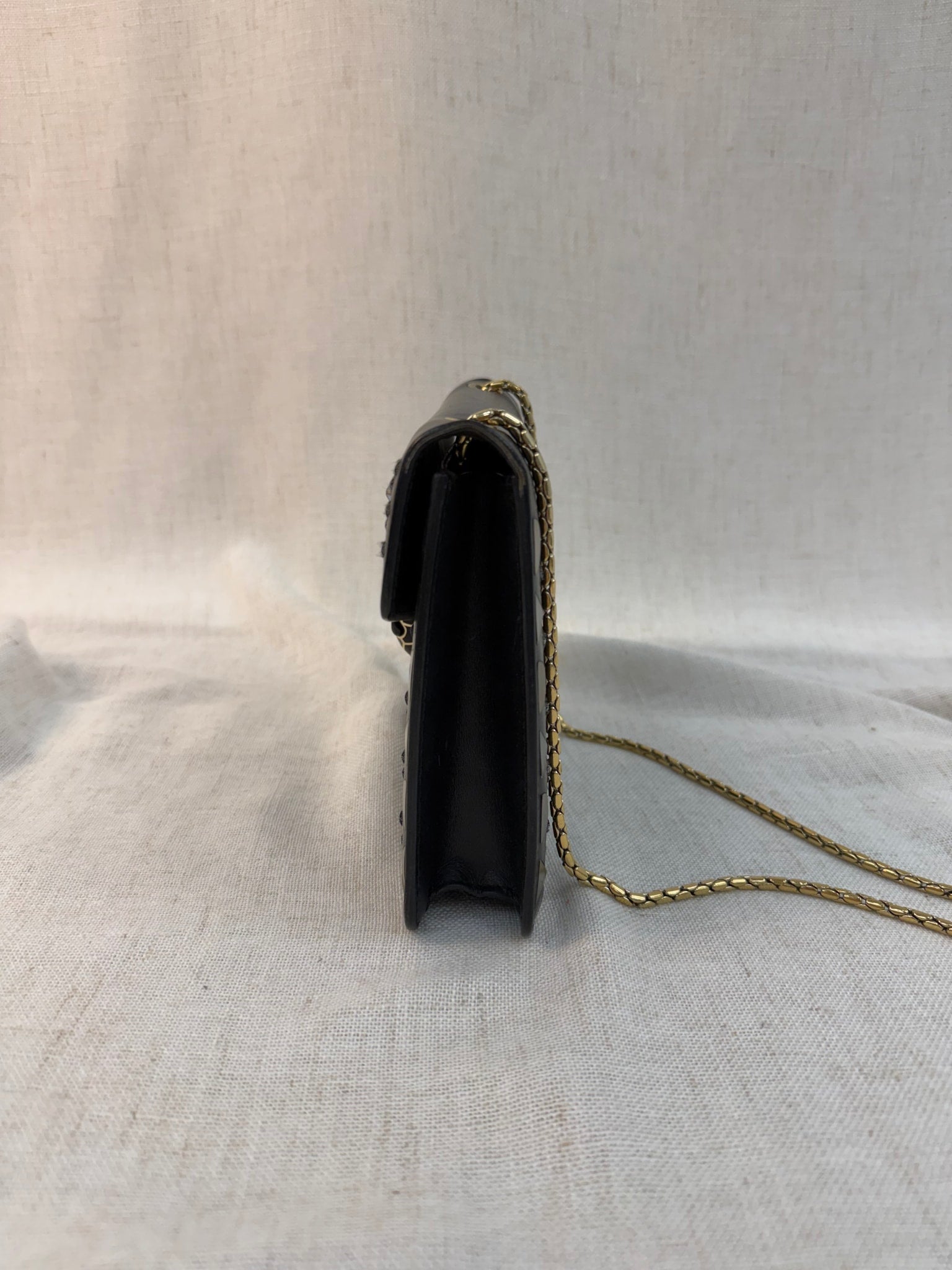 Bvlgari Black Leather  serpenti Star Studded Small Crossbody