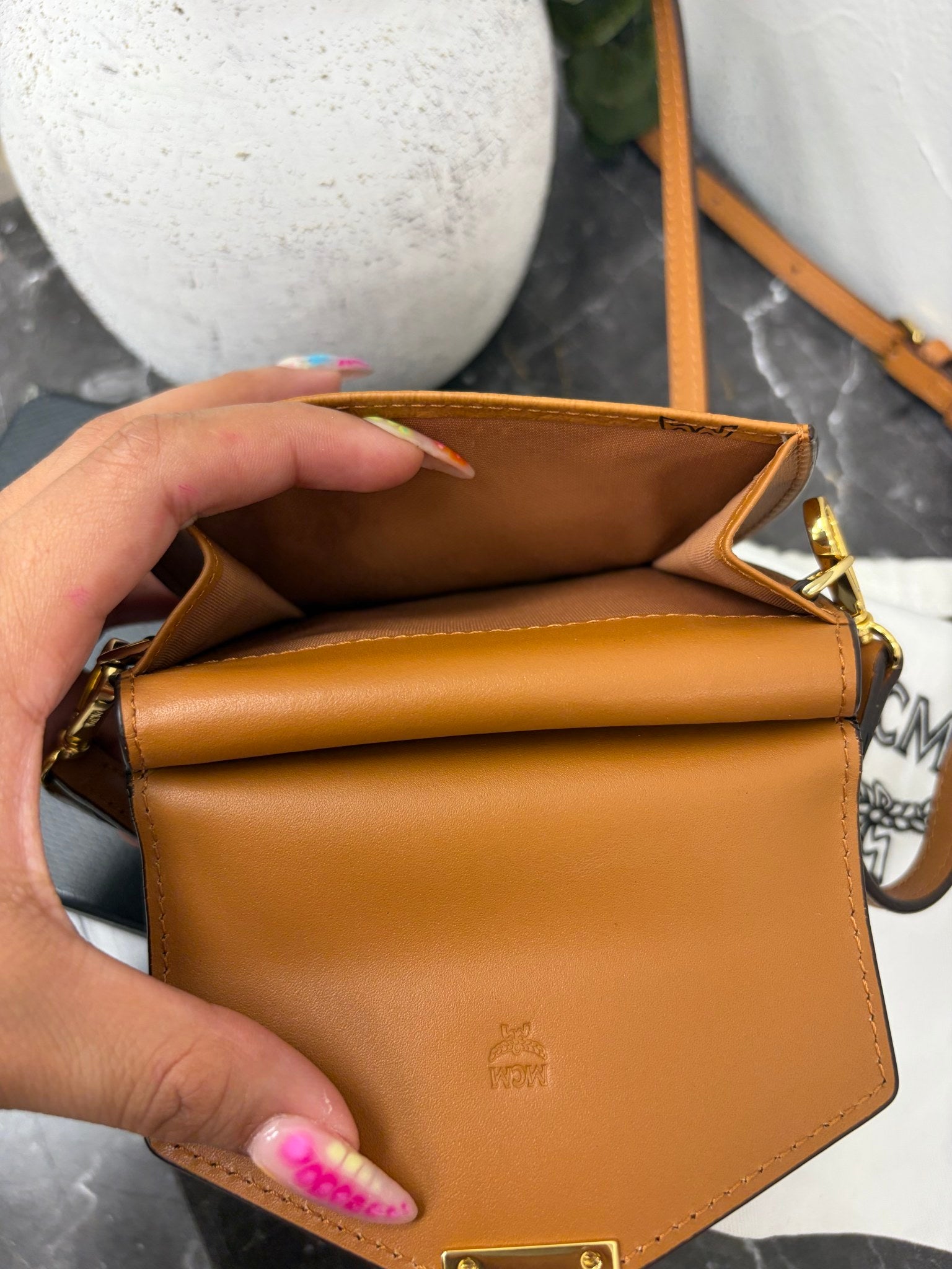 MCM Brown Visetos Patricia Crossbody Bag